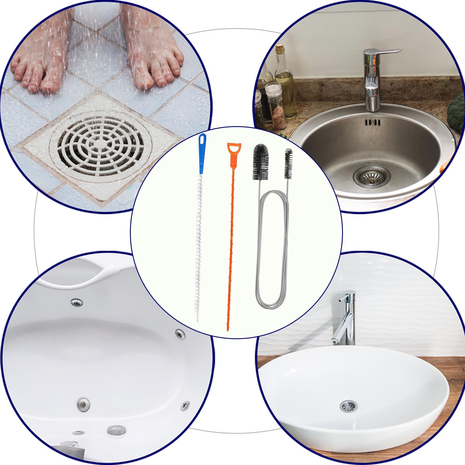3 Piezas Cepillo de Limpieza para Desagüe, 155.5cm Flexible Cepillo de Limpieza de Tuberías Juego de Limpieza Flexible y Largo para frigorífico, para la Limpieza de Baño Cocina