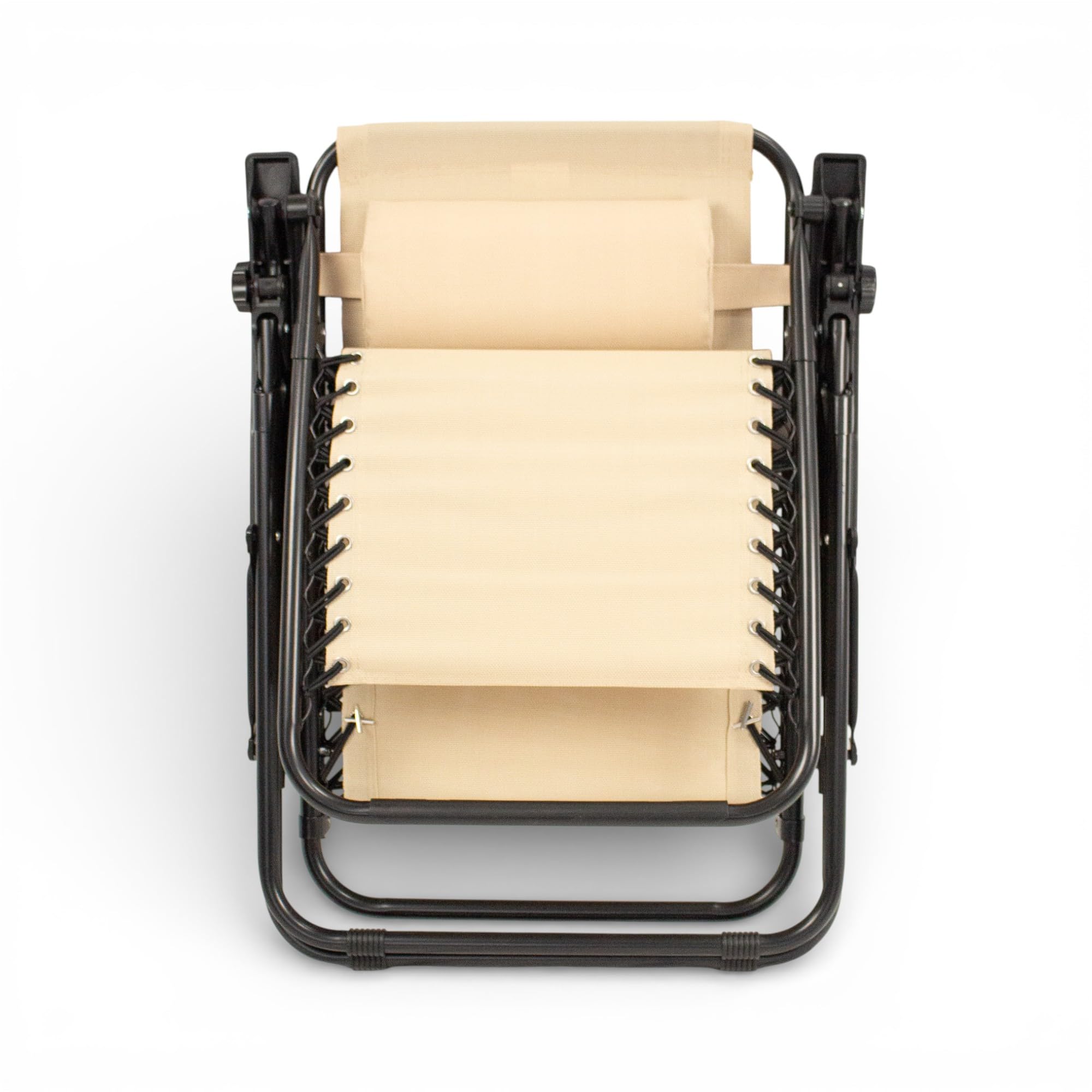 Pincho Tumbona Jardin Exterior Plegable de Gravedad Cero - Pack 2 Sillas Reclinables o Hamacas para Playa, Terraza y Camping con Portavasos, Ligeras y Cómodas (Beige)