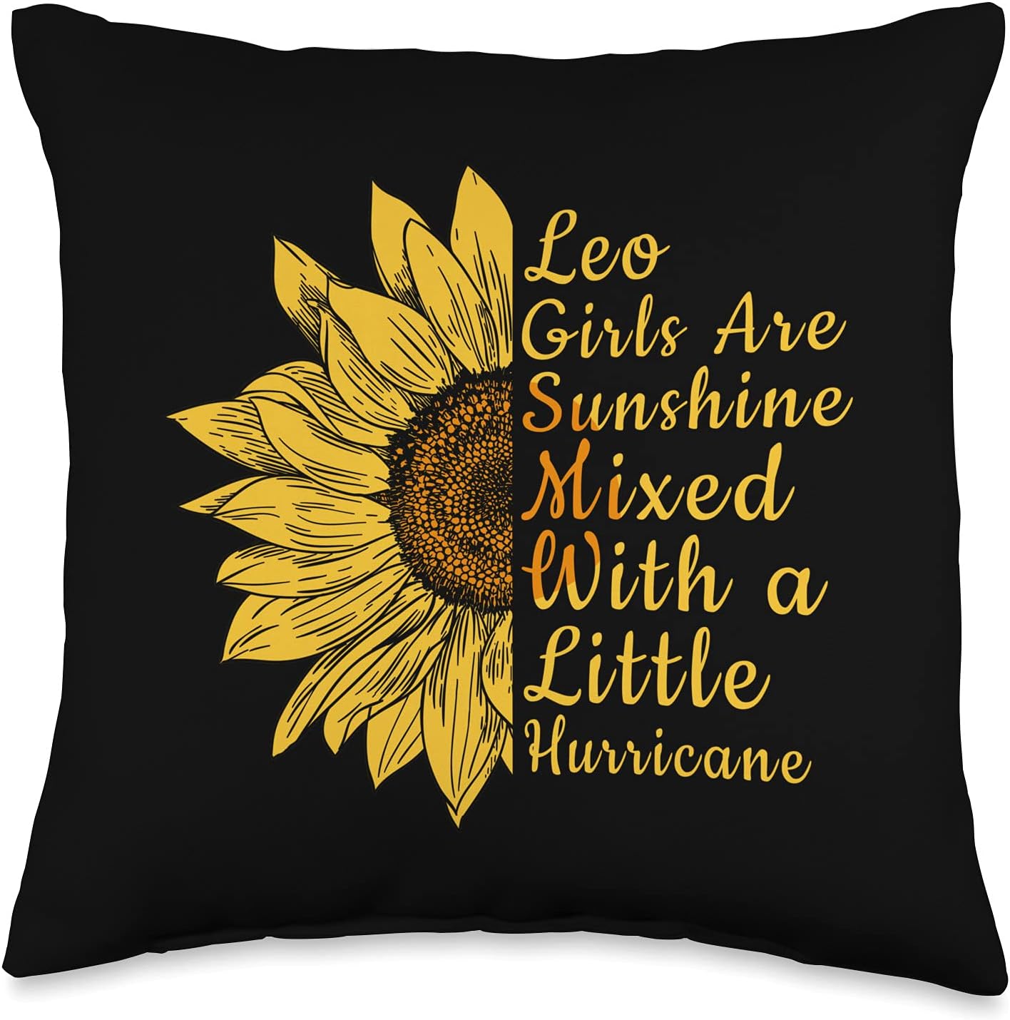 Leo Zodiac Sunflower Flower Lover Born July August Birthday Throw Pillow