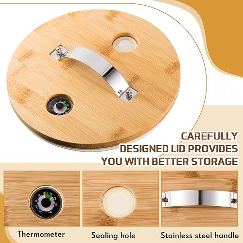 Miniatura 5 de Tioncy Contenedor de vidrio de harina y cereales de 8 litros, dispensador de harina de arroz, contenedor de almacenamiento de cereales con tapa