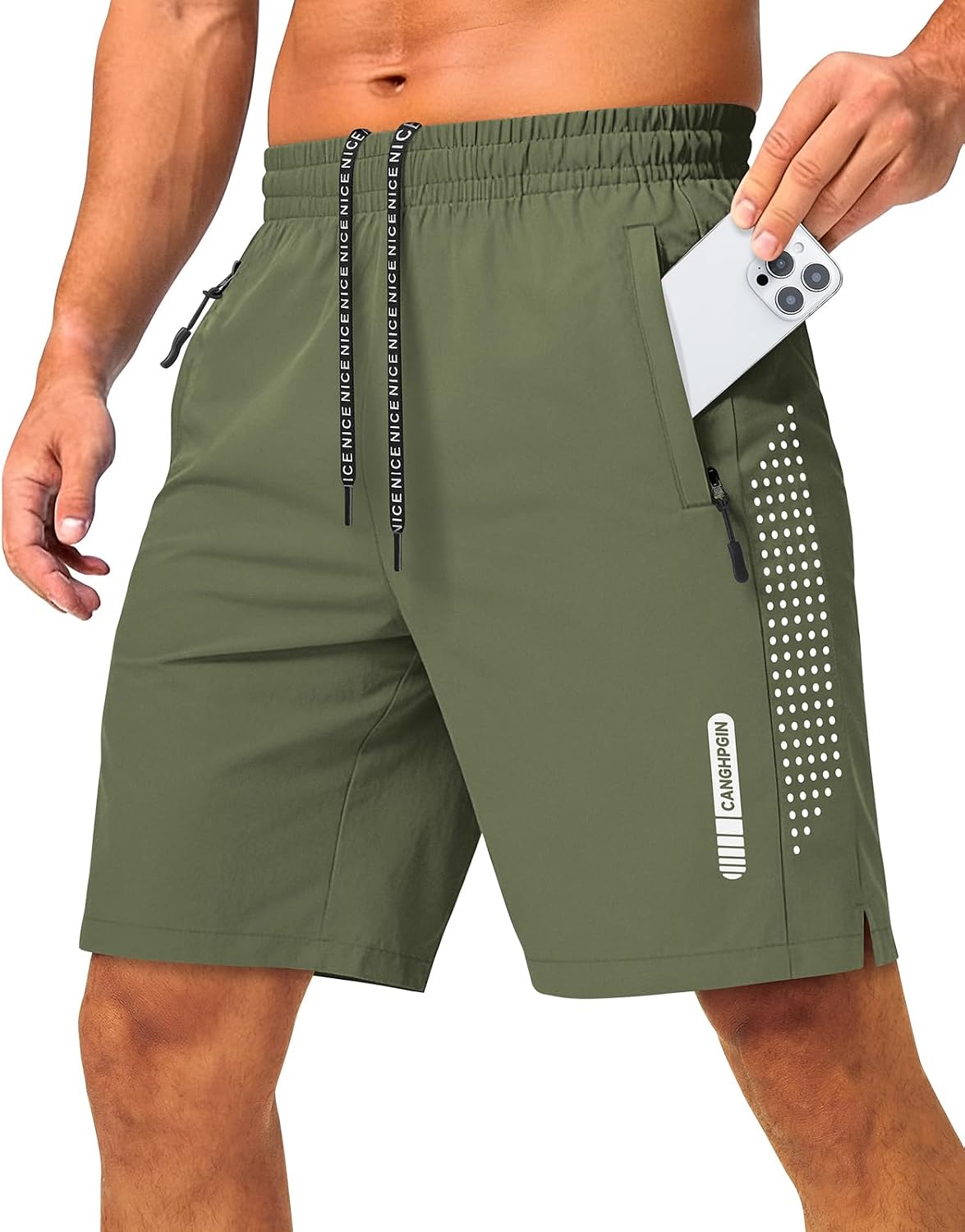 CANGHPGIN 2 Pack Men's Athletic Shorts Quick Dry Lightweight - 7" Workout Gym Running Shorts for Men with Zipper Pockets