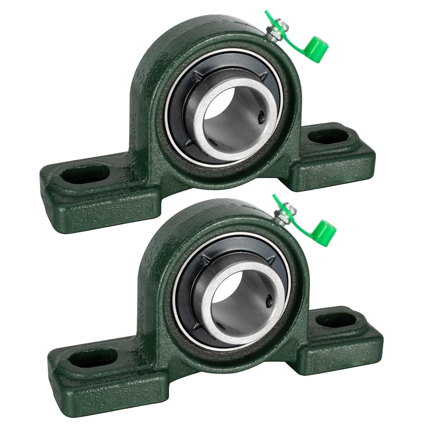 Pillow Block Bearing 1 inch Shaft Bore, Square Flange Mounted UCF205-16 Solid Cast Iron Base, Swamp Cooler Parts, Self-Aligning, 2Pack
