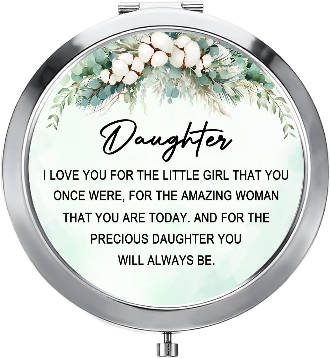 GAOLZIUY Gifts for Daughter, Daughter Gifts from Mom, to My Daughter Silver Compact Mirror, Best Daughter Ever Gifts, Makeup Mirror for Daughter from Mother, Birthday Graduation Wedding Anniversary