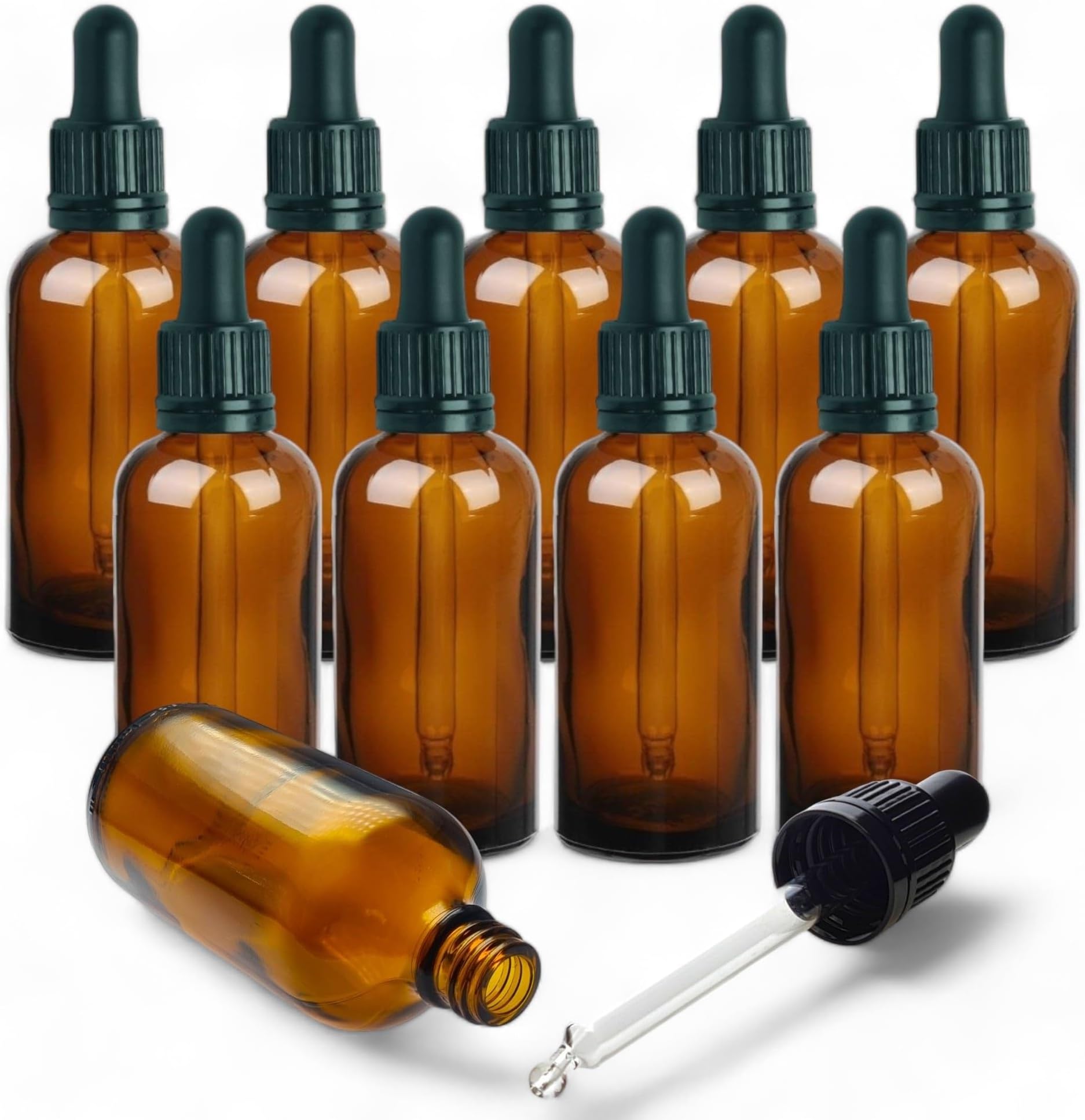 AVALON 100ml Amber Glass Dropper Bottles - Pack of 10 – Glass Pipettes with Tamper Resistant Collar - UV Protected, Leak-proof Design, Refillable – Aromatherapy, DIY Beauty and Skincare