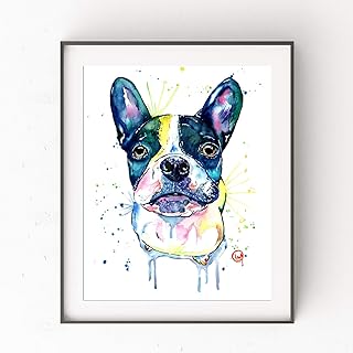 French Bulldog Wall Art by Whitehouse Art | French Bulldog Gifts, Boston Terrier Gifts, Bedroom Decor | Art Print of French Bull Dog Original Artwork Watercolor Painting | Dog Memorial Gifts | 2 Sizes