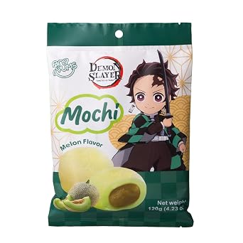 Demon Slayer Melon Mochi 120g 4.23 oz Soft & Chewy Japanese Rice Cake Tanjiro Kamado Collectible Anime Snack 1-Pack