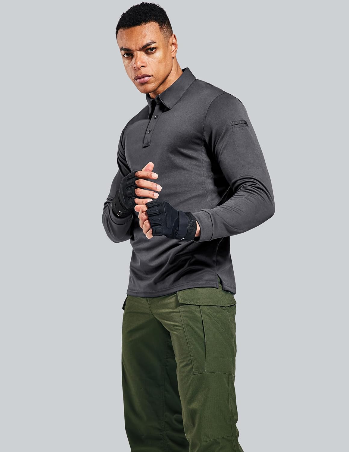 MIER Men's Outdoor Performance Tactical Polo Shirts Short and Long Sleeve, Moisture-Wicking - Image 3