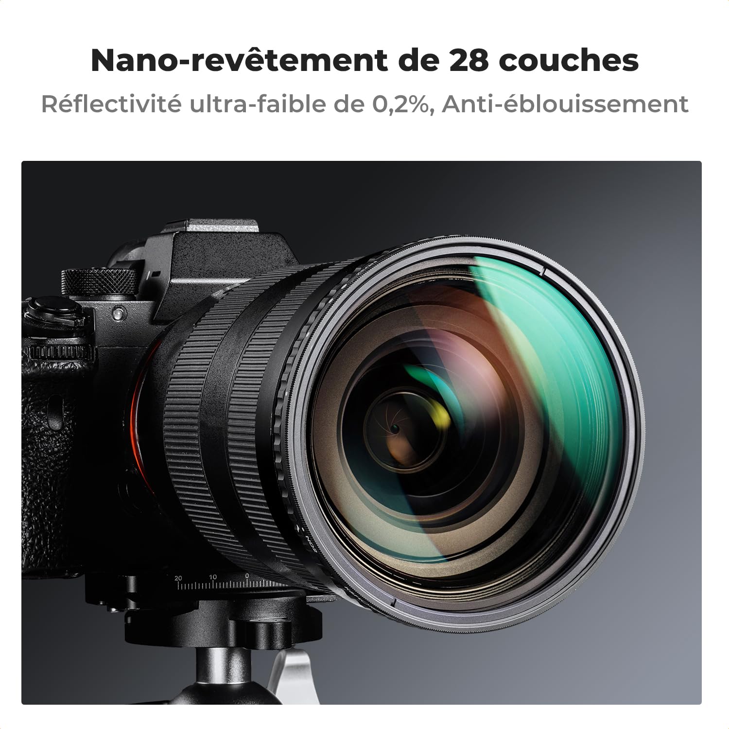 K&F CONCEPT Filtre ND 82 mm Variable ND8-ND128 3-7 Stops Lentille Densité Neutre Gris sans Croix Noir pour Appareil Photo Reflex Numérique Canon Nikon Olympus Panasonic Pentax Sony