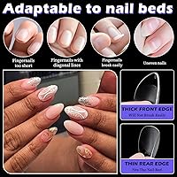 Vista 4 de 510 puntas de uñas cortas de almendra, punta de uñas de gel suave, uñas postizas de almendra, uñas artificiales, 15 tamaños, cobertura completa