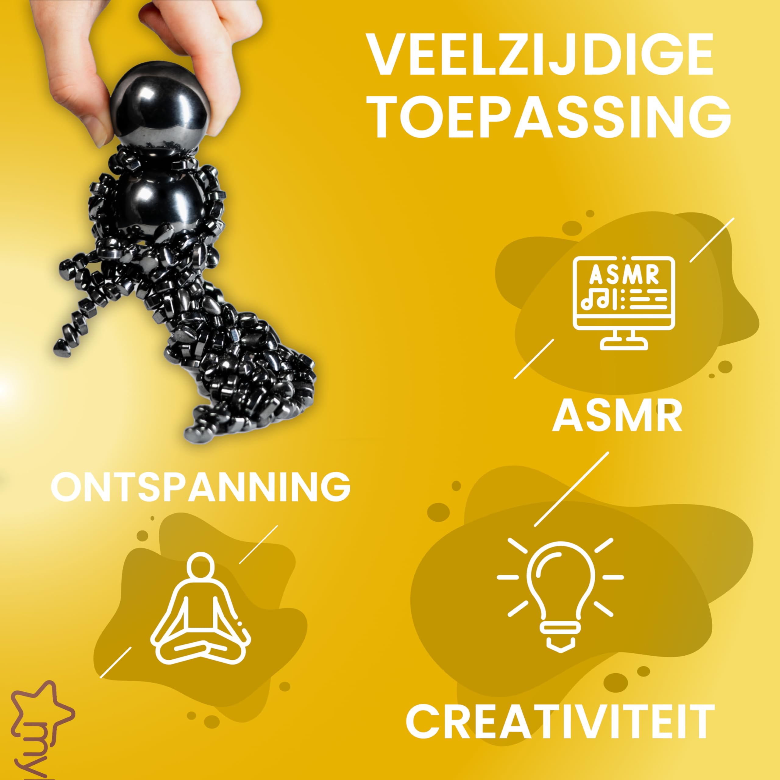 myHodo Crack Magnets Bundle | 2x Sfere Magnetiche (33 mm) & 550+ Pietre Magnetiche (~6 mm) | Set Magnetico Tattile per ASMR, Relax & Creatività | Regalo Antistress | Concentrazione & Calma