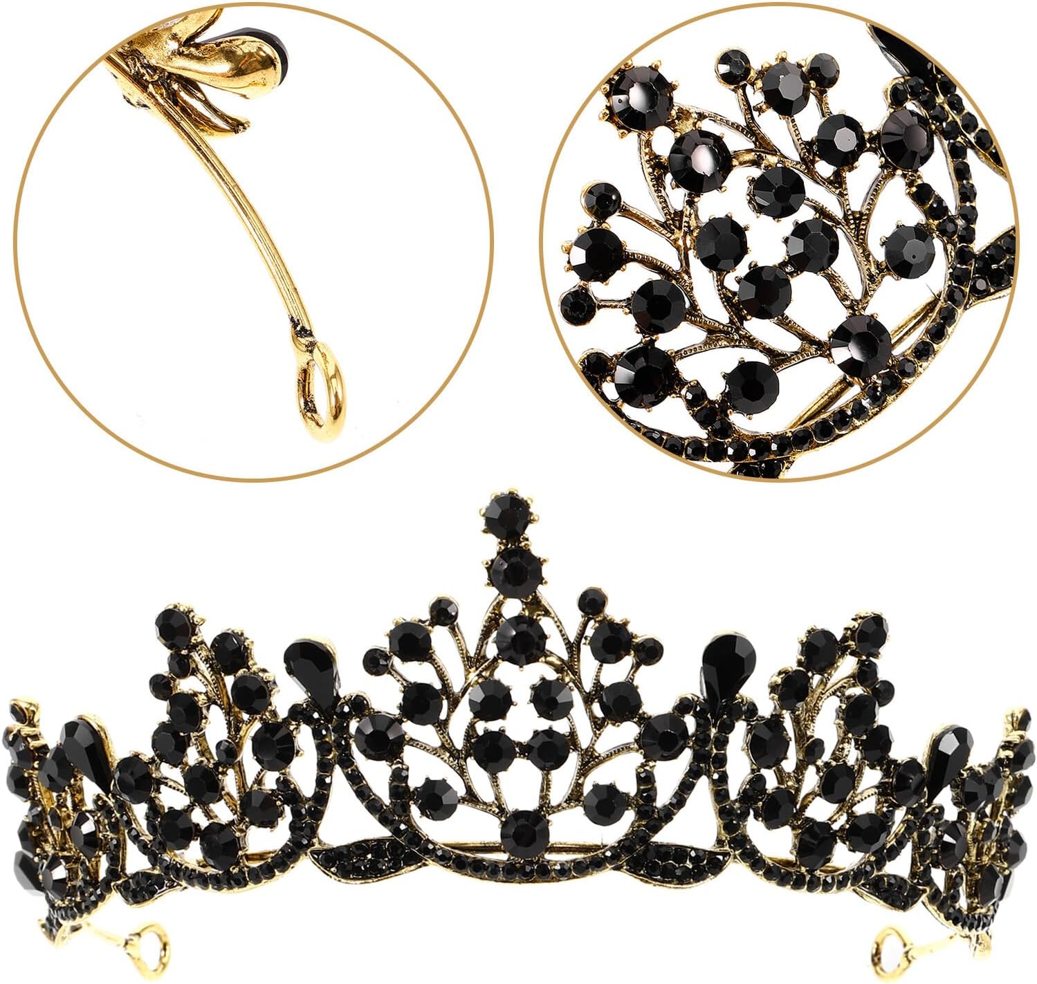 Vintage Baroque Bridal Crown Black Birthday Headpiece Wedding Dress Accessories Retro Bride Headwear Party Circlet