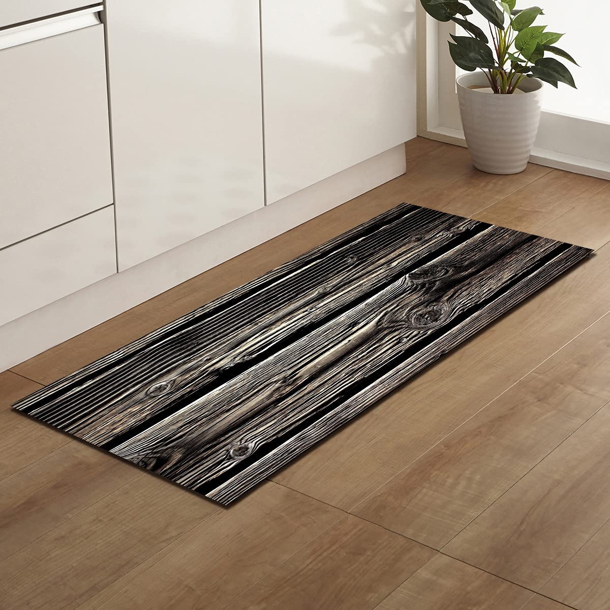 OPLJModern Kitchen Mat Bedroom Entrance Door Mat Wood Grain Home Floor Decoration Living Room Carpet Anti-Slip Rug A3 40x120cm