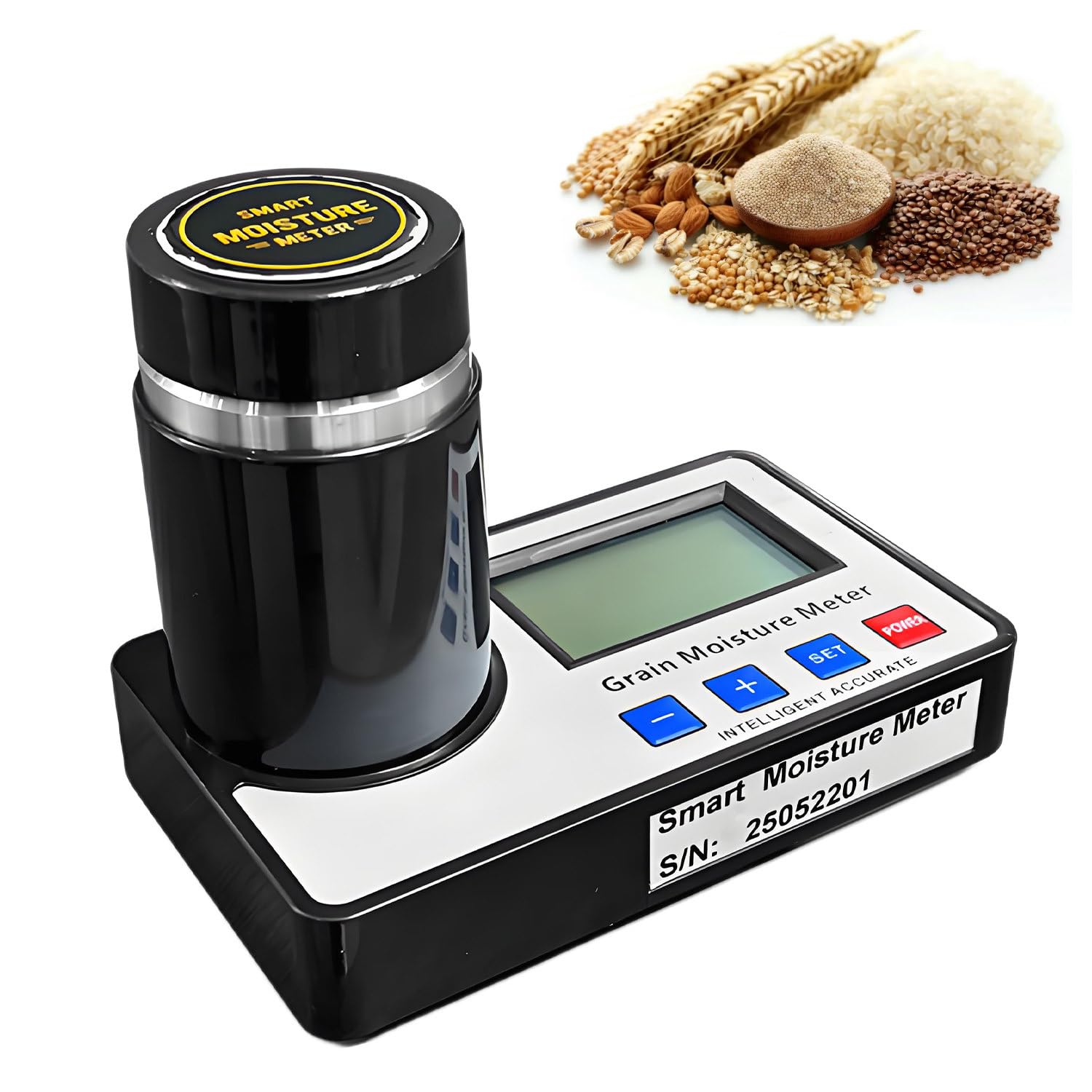 UORDBY Grains Humidity Tester, Digital Cereal Humidity Measure Meter,with LCD Display,Automatic Temperature Compensation, High Precision for 19 Kinds Grain Varieties