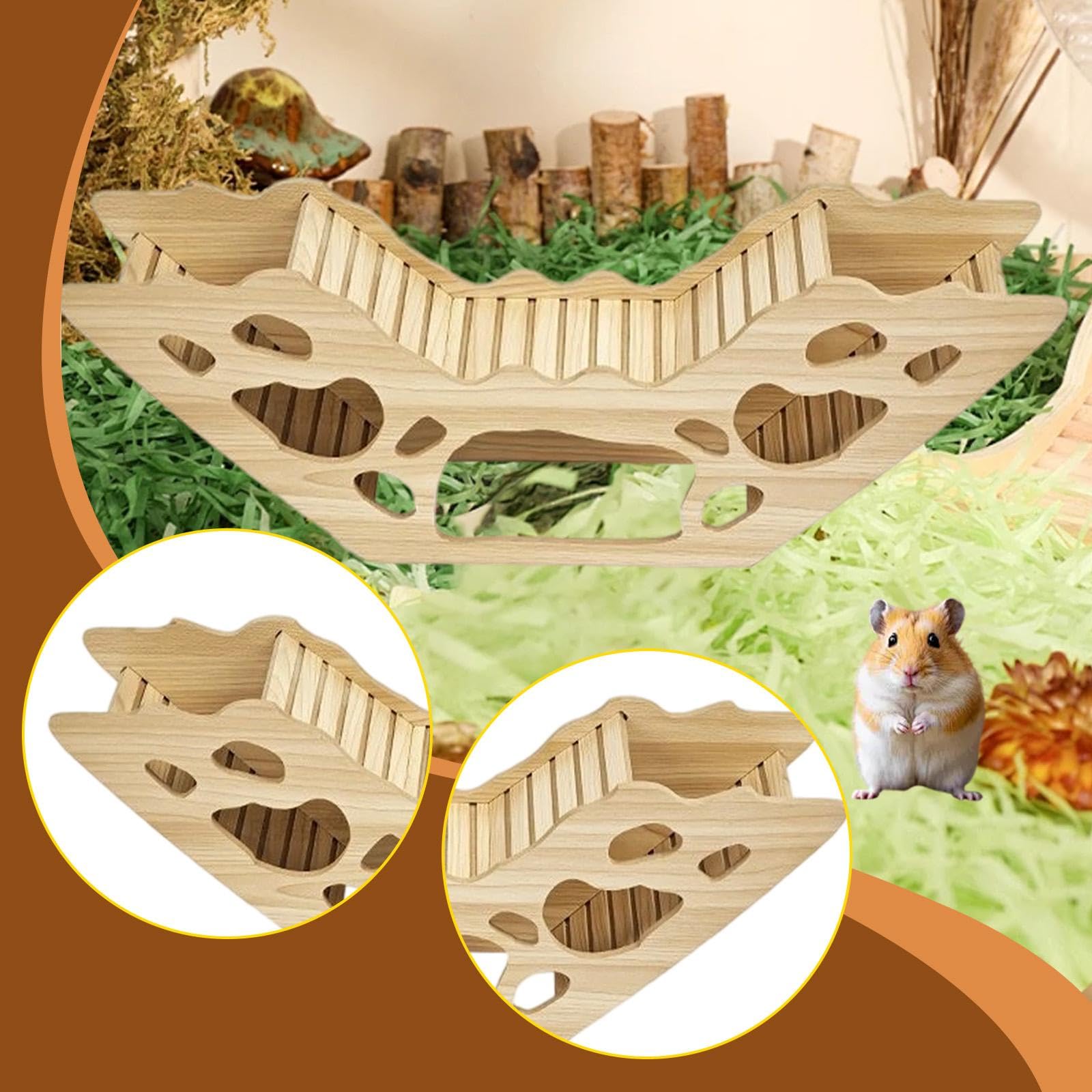 Casetta per Criceto in Legno Rifugio Casa Habitat Giocattolo da Masticare Lavabile con Adatta per Decorazione Ambiente Domestico Esplorazione, Style D