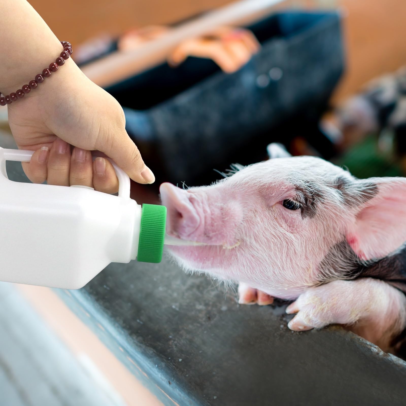 Butelki do karmienia jagniąt, Butelka do karmienia jagnięciny 850 ml z silikonowym smoczkiem, zielona, ​​1/6 sutków dla kozy, cielęcia, psa i świni(Green-1 Set)