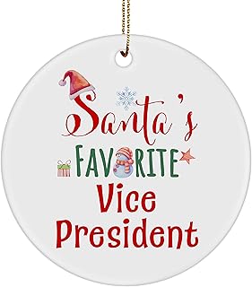 Santa's Favorite Vice President Ornament for Christmas Tree Birthday Gifts Boss Coworker Manager Office Colleague Male Female Appreciation Party Decor Round Shaped Circle
