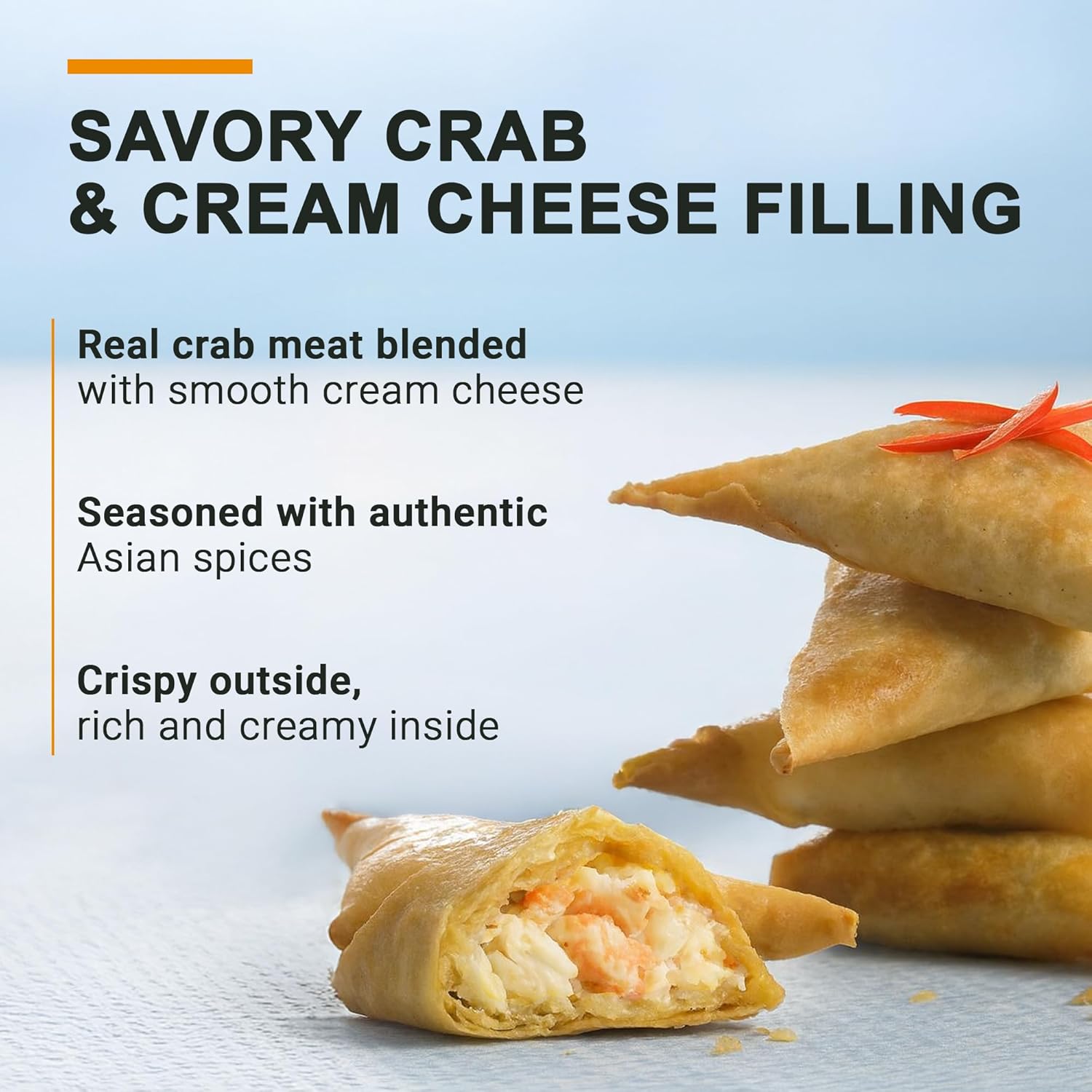 Phillips Crab Rangoon Dumplings 60 Pcs – Hand-Rolled Dumplings with Crab Meat & Cream Cheese, Frozen Appetizer Snack, Authentic Asian Pastry with Savory Crabmeat & Seasonings