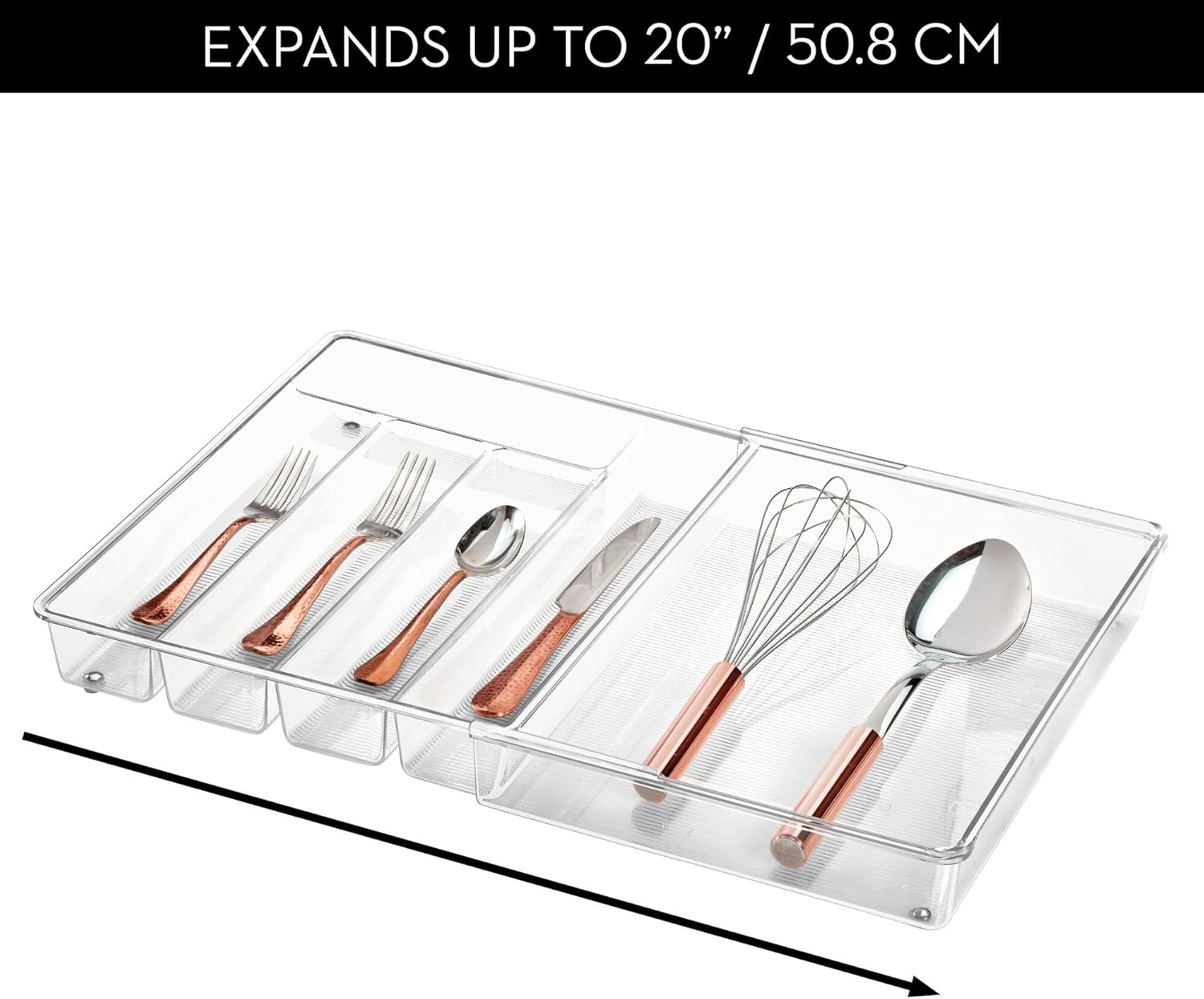 iDesign Expandable Cutlery Drawer Organizer –Linus Collection – Clear