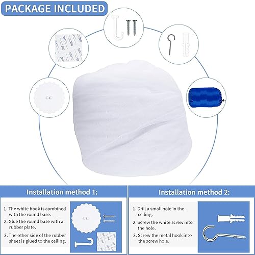 Miniatura 4 de Sublaga Mosquitera para cama, toldo de cama blanco grande para niñas, red de cama colgante, ideal para decoración de dormitorio, viajes con bolsa de