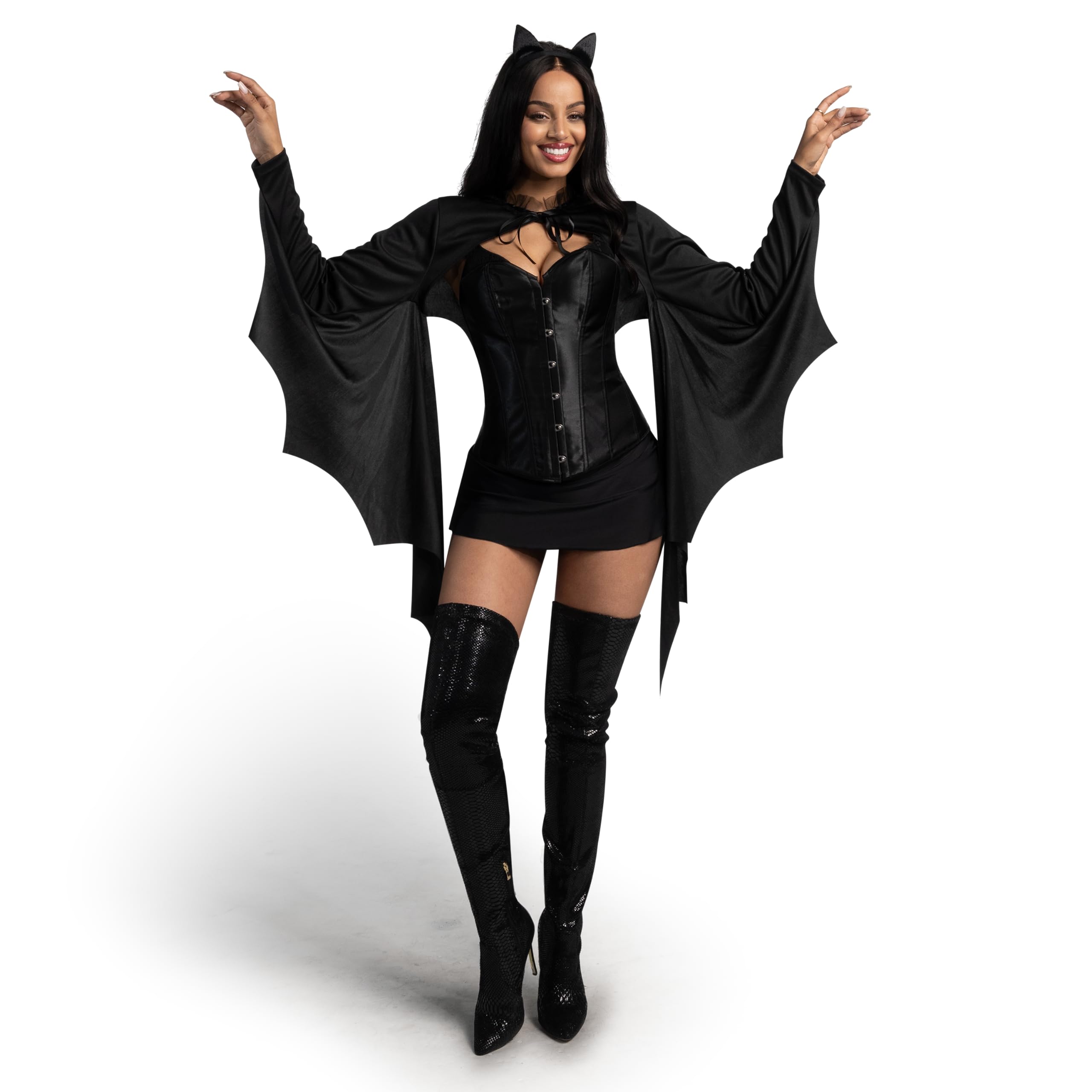 Spooktacular Creations Women Bat Shrug with Ears Headband, Bat Wings Cape, Halloween Costumes for Women Adult 2025