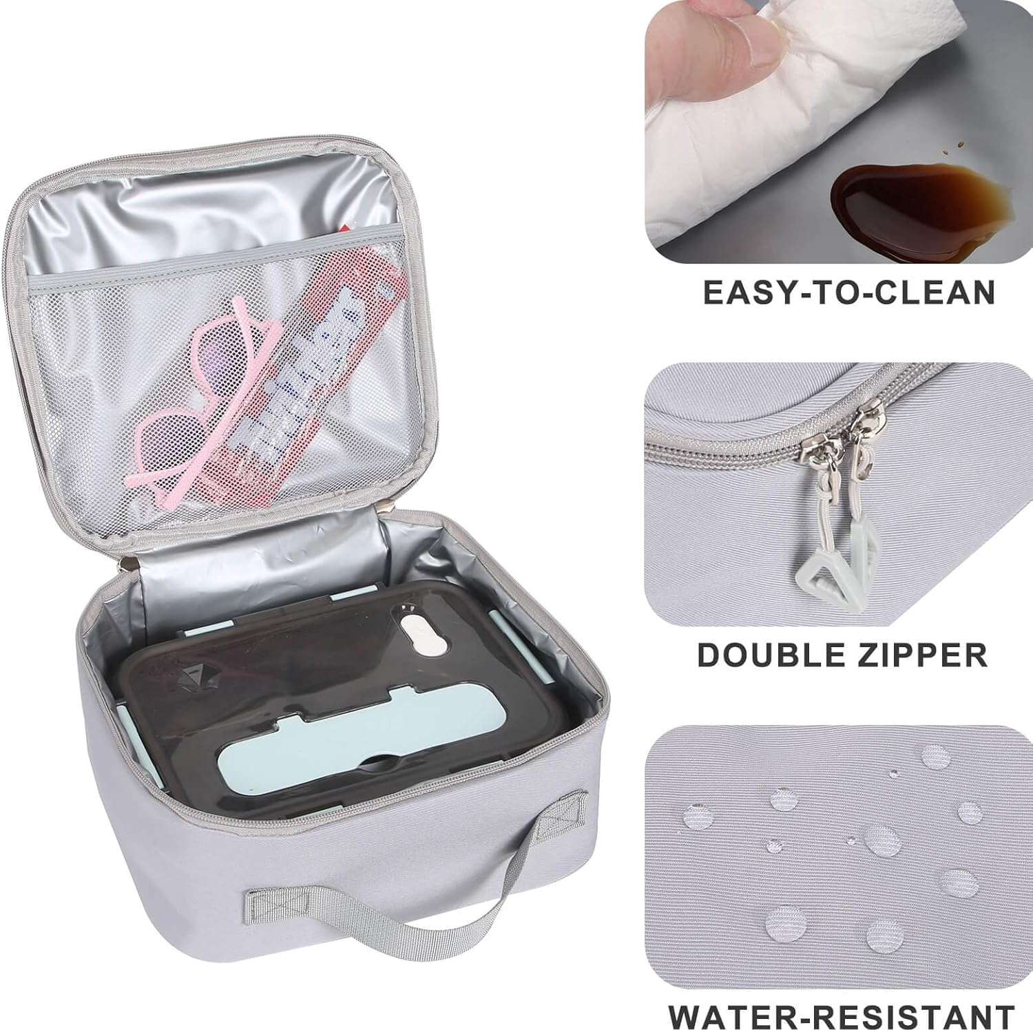 Phaoullzon Teen Girls School Backpack with Lunch Box for Boys, College Aesthetic Laptop Bookbag for Women,Grey