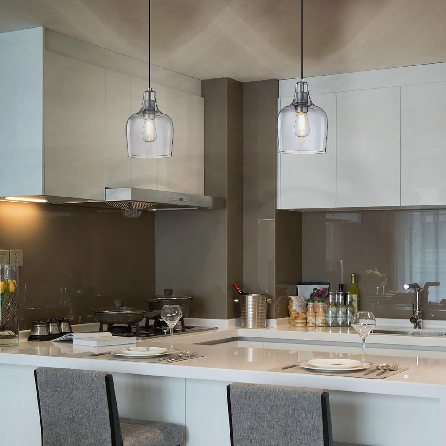 2 Pack 1 Light Hanging Indoor Kitchen Island Pendant Light 2006