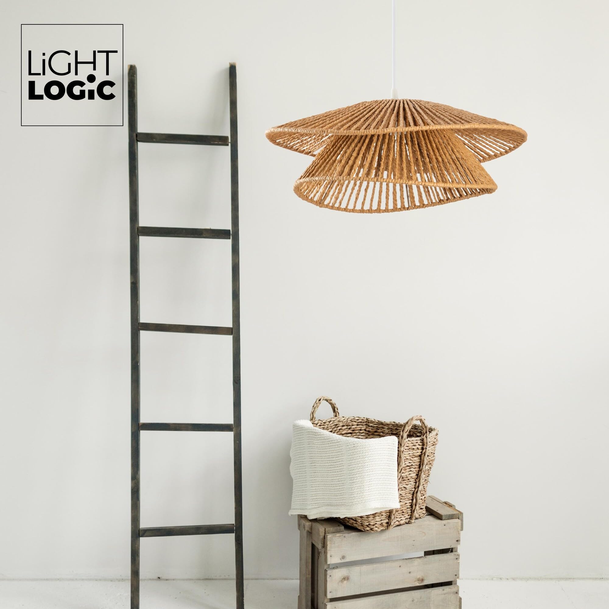 Boho Deckenlampe Hängend, Esszimmerlampe mit E27 Fassung und Lampenschirm Boho, Pendelleuchte für Wohnzimmer und Schlafzimmer, model ARILAS