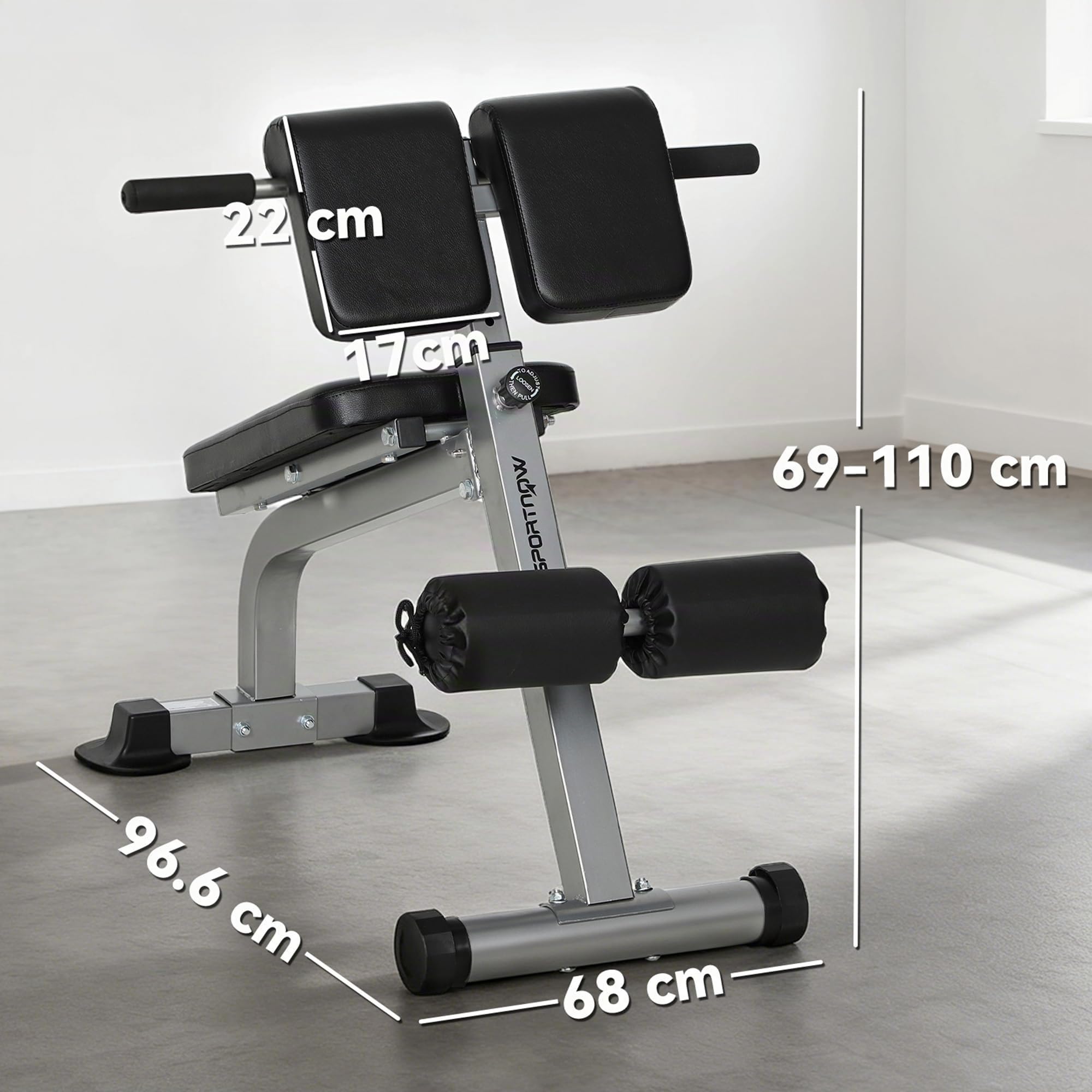 SPORTNOW Banc romain multifonctionnel, chaise romaine pliante avec hauteur réglable, inclinaison du dossier, hyperextension, banc de musculation pour l'entraînement à domicile, capacité de 150 kg.