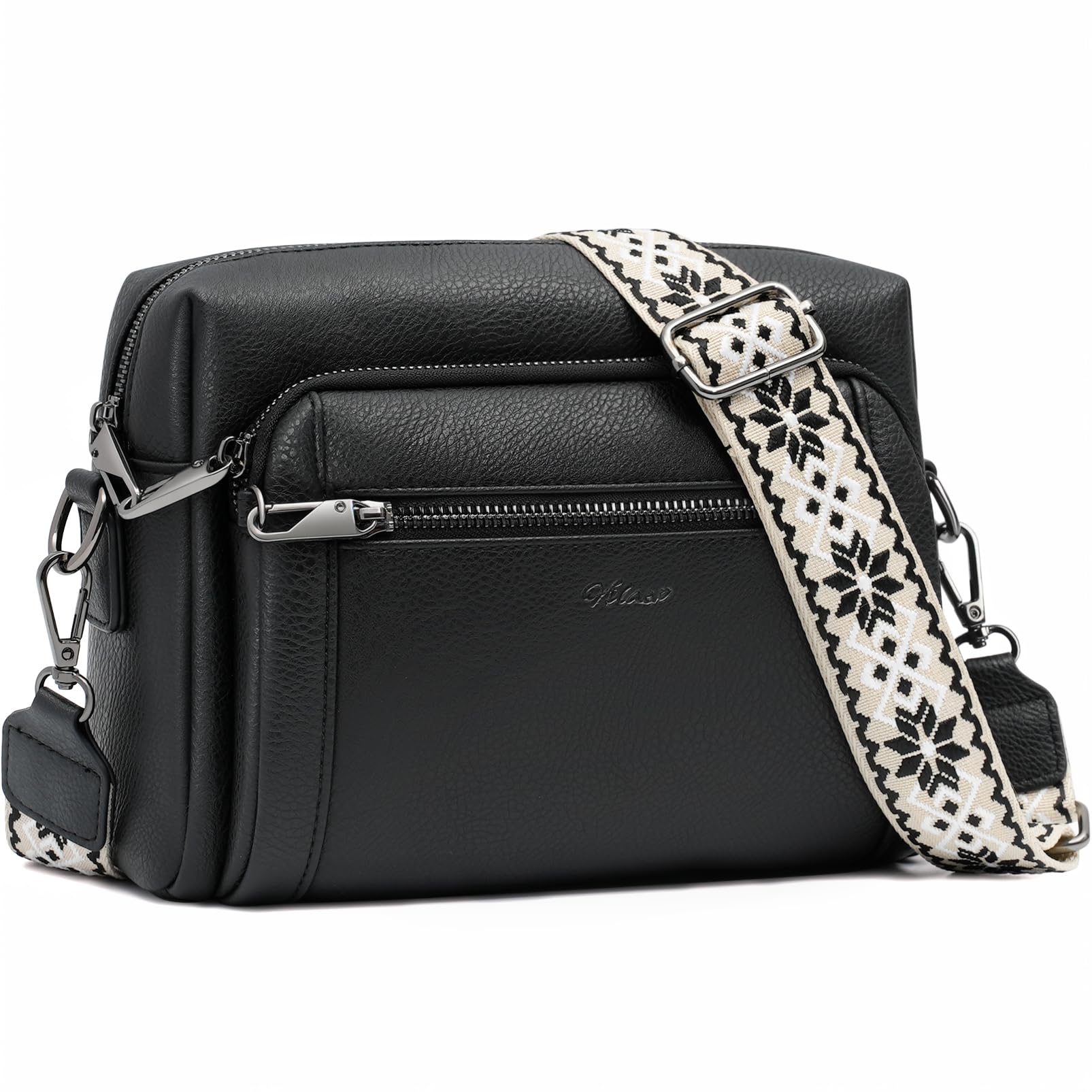 Small Leather Crossbody Bags for Women Anti theft Purses and Handbag Shoulder Hangbag with Wide Strap Tassel