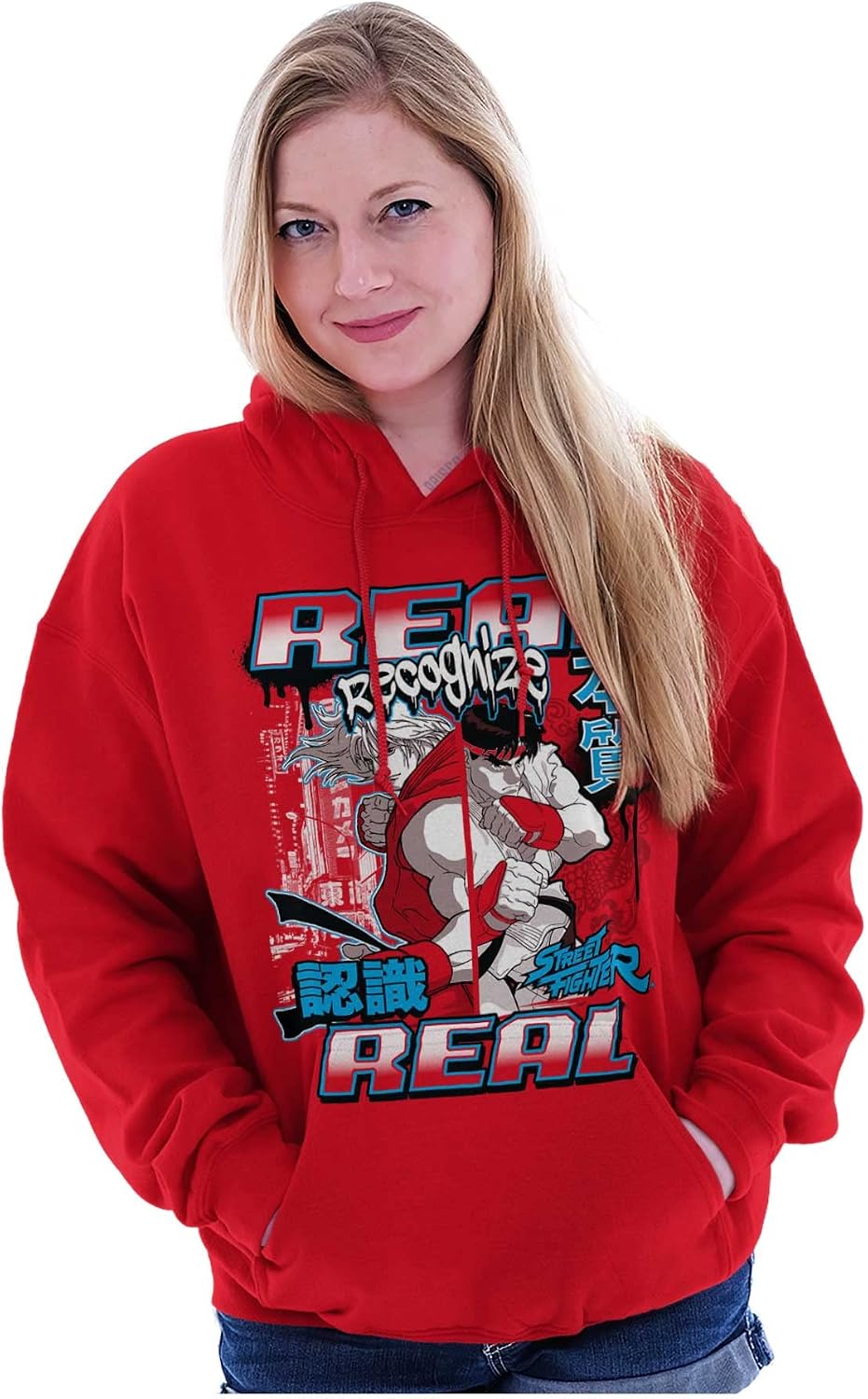 Brisco Brands Cool Kanji Street Fighter Retro Ryu Hoodie Sweatshirt Women Men
