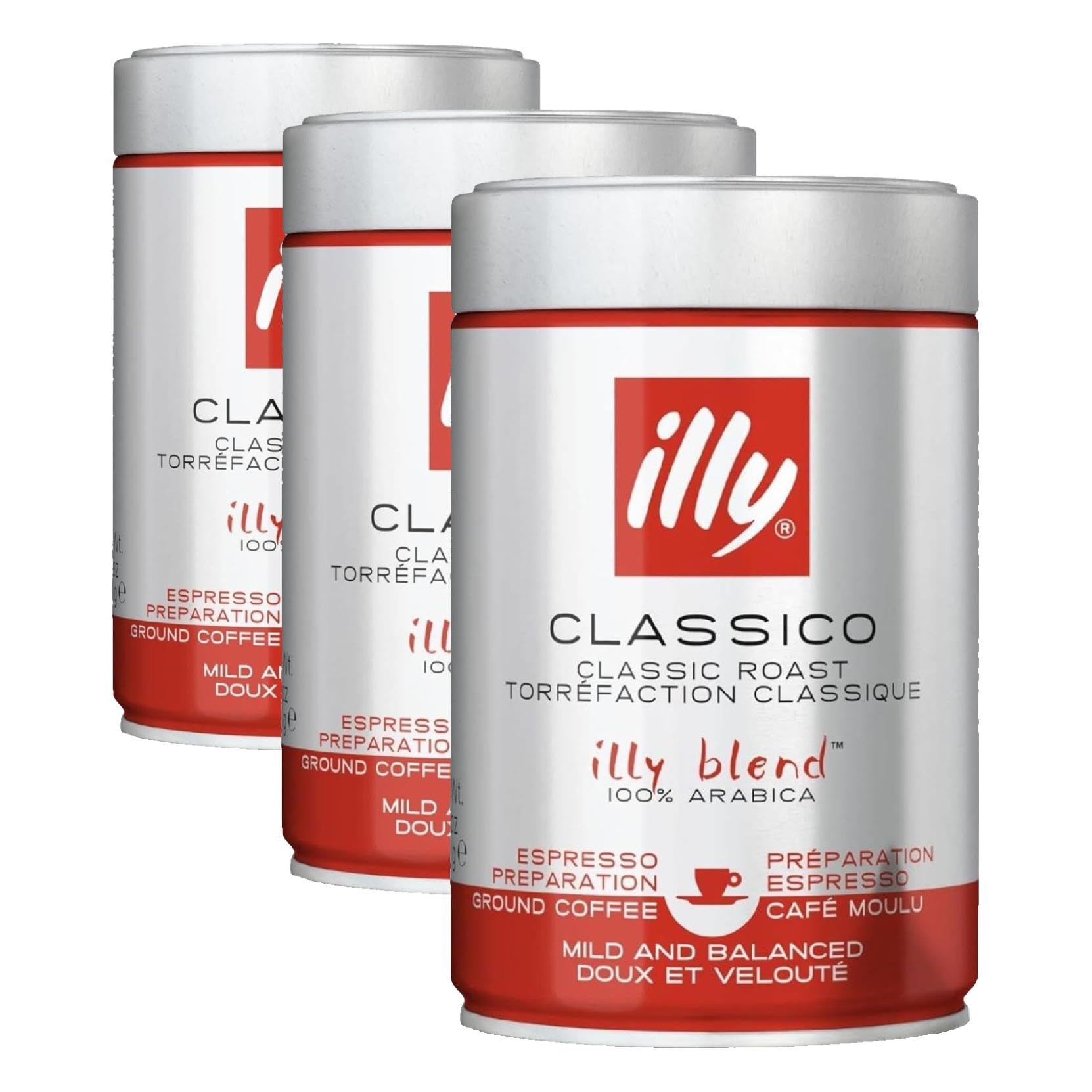 Café Molido illy Classico Tueste Medio 100% Arábica Pack de 3 Latas