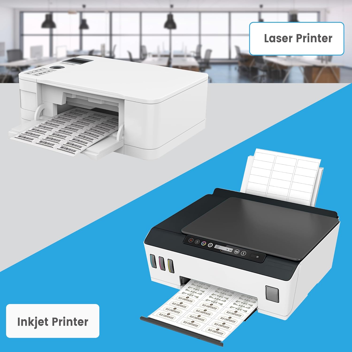 THEBLUETOUCH 1" x 2-5/8" Matte White Printable Labels, 15000 Labels Stickers for Laser/Inkjet Printing - Blank Address Mailing Label - 500 Sheets, 30 Stickers per Sheet