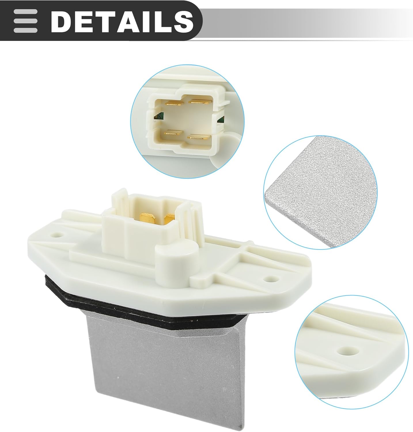 Motoforti HVAC Blower Motor Resistor, AC Blower Control Module, for Acura TL 1999-2003, Metal Plastic, No.79330S0KA01, White Silver Tone