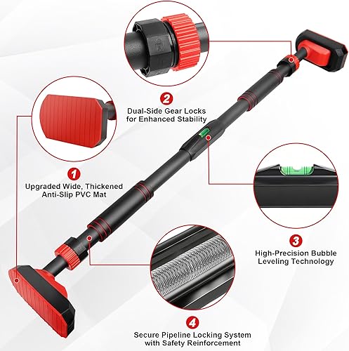 Miniatura 9 de TOPOKO Barra de dominadas para puerta, barra de entrenamiento de fuerza sin tornillos, ancho ajustable con mecanismo de bloqueo, barra de dominadas