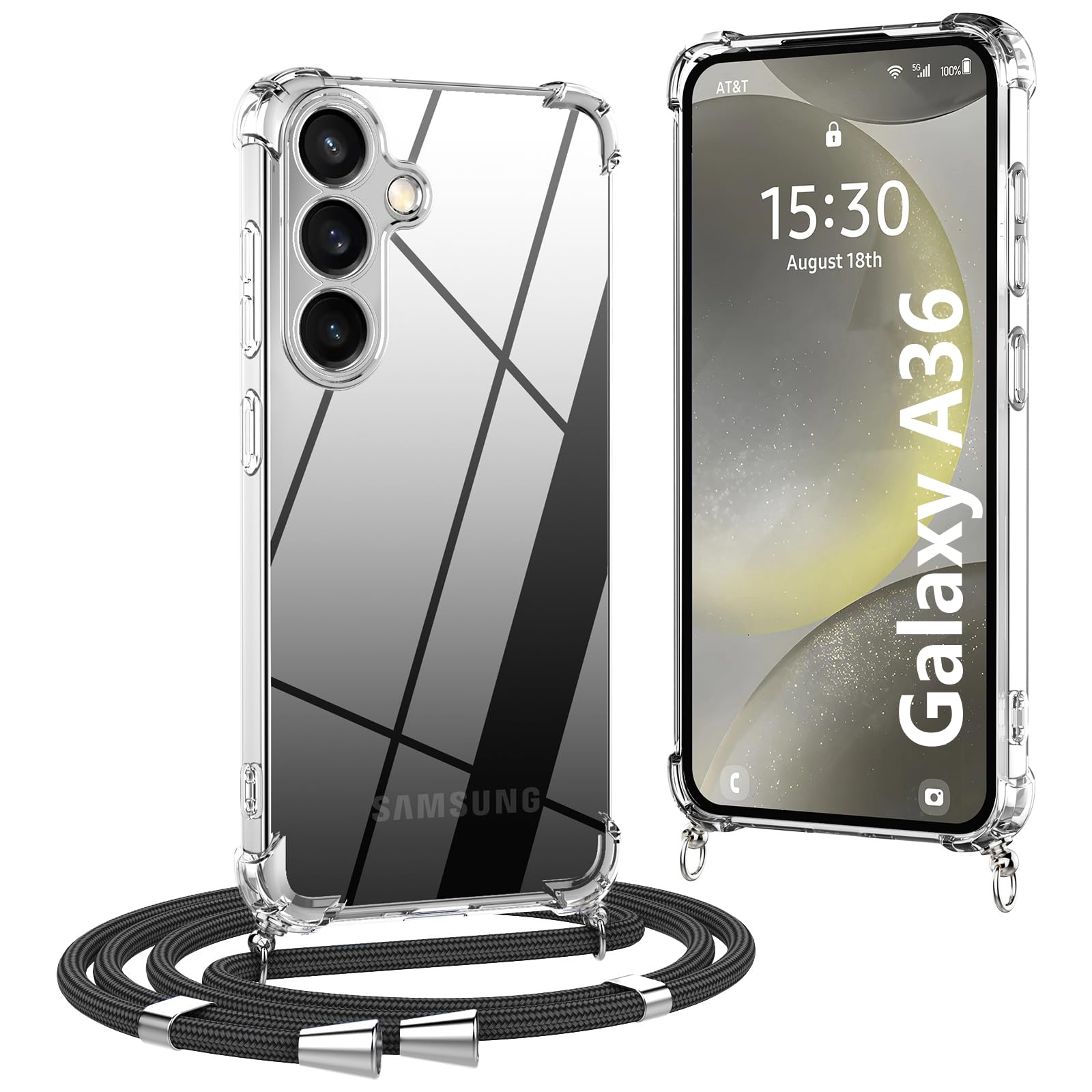 OLEPHY Handykette für Samsung Galaxy Hülle, | Necklace Hülle mit Band, Handyhülle zum Umhängen, Soft Transparent Case mit Kordel, Stoßfeste Schutzhülle,