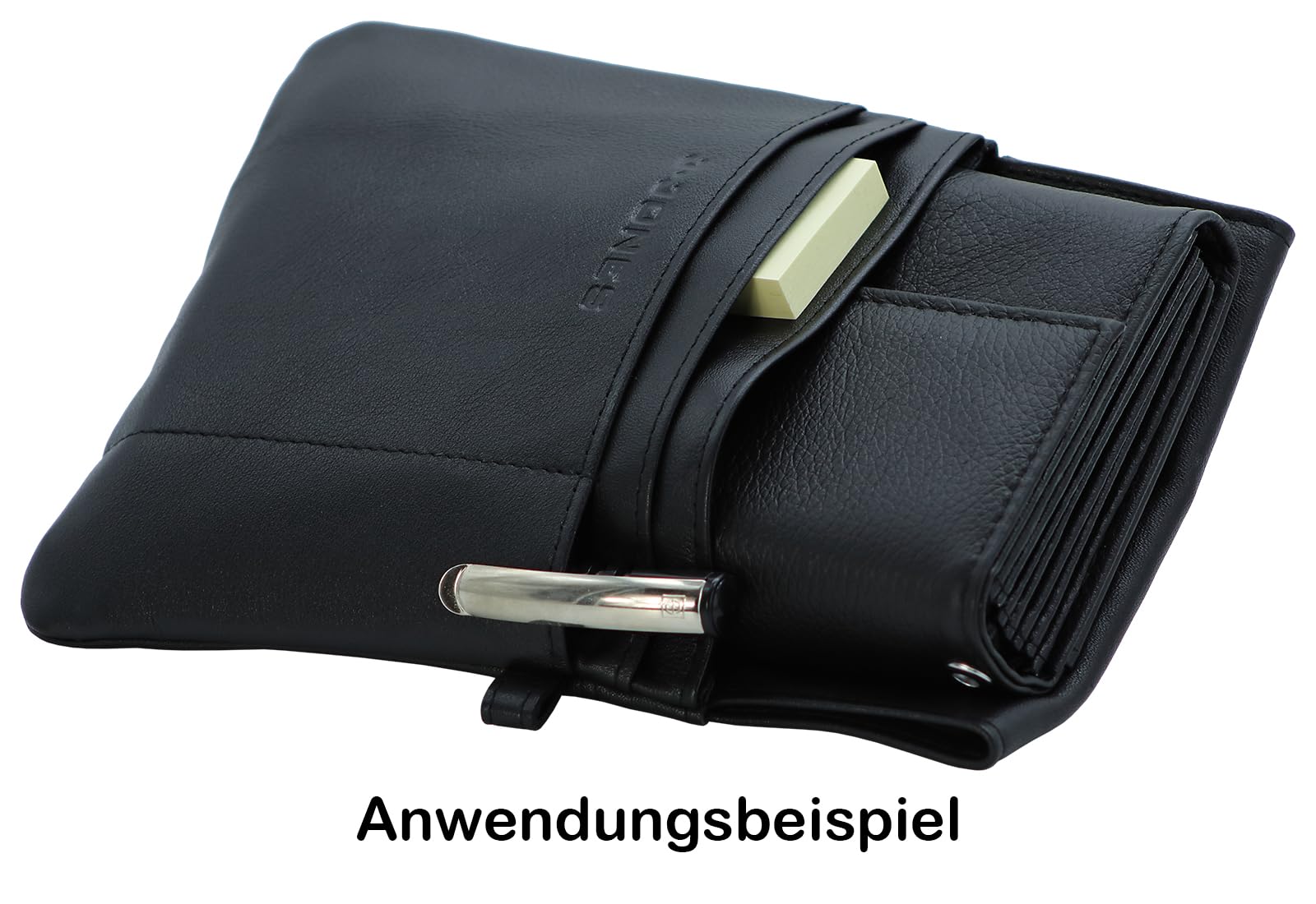 J.Jones - 2er Set Kellnerbörse/Taxibörse mit Gürteltasche-Etui | Robustes Echtleder, Portemonnaie mit Schutzhülle, Schwarz