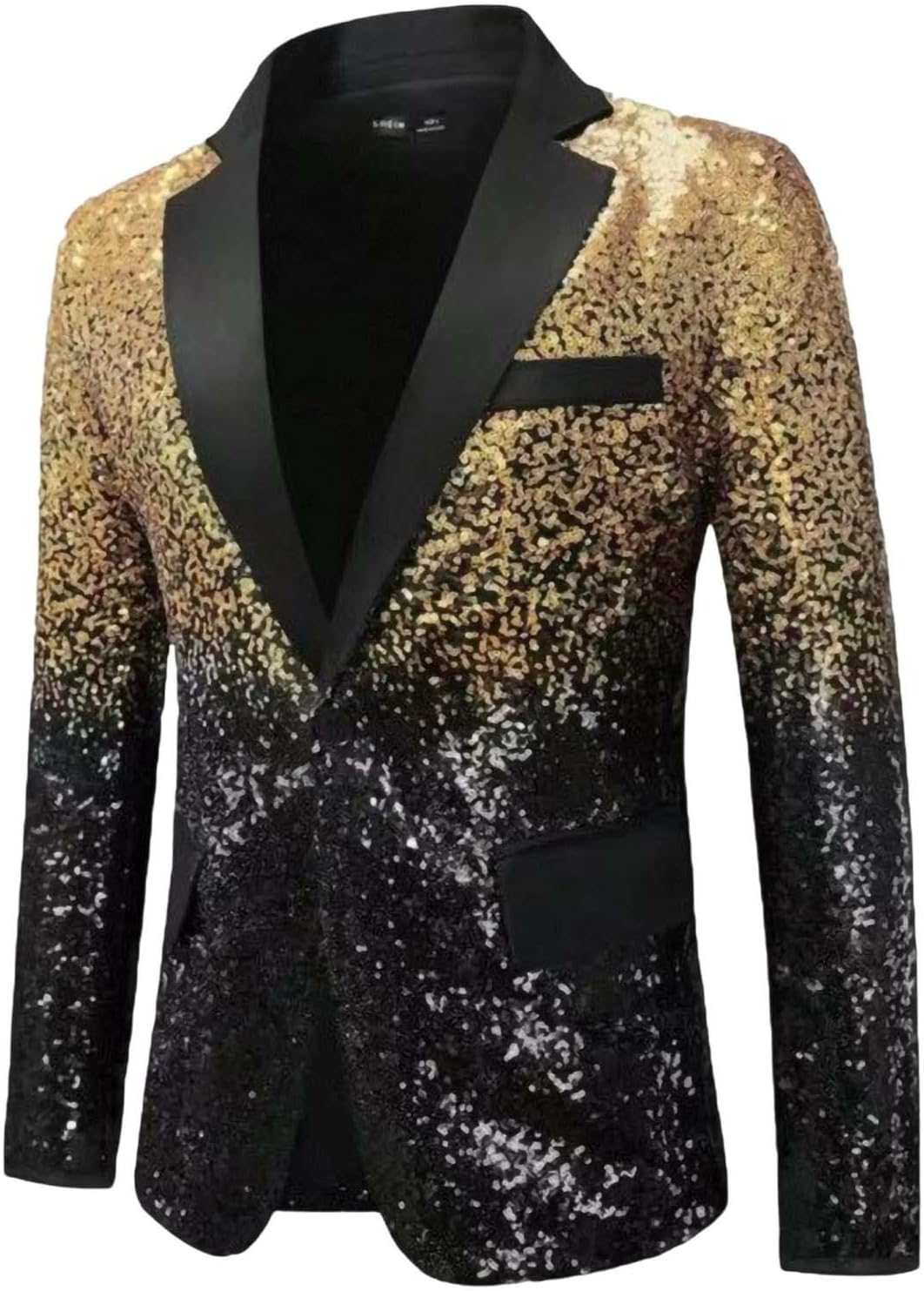 Mens Sequins Blazer Formal Business Host Stylish Suit Jacket for Wedding Party Dinner Fashion One Button Sport Coat