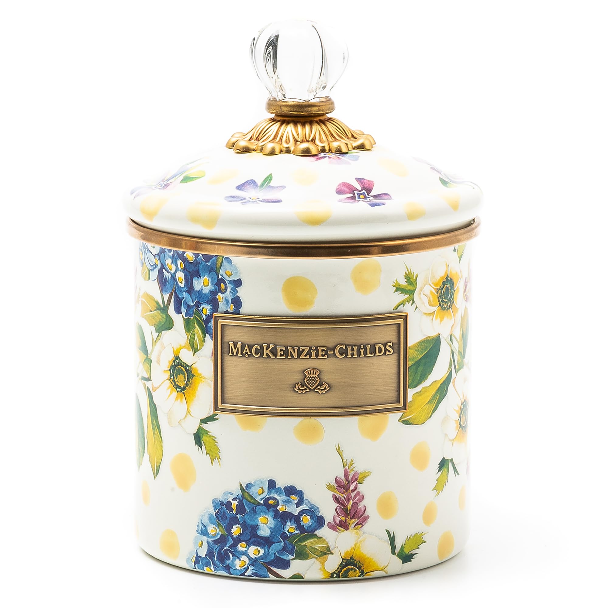 MACKENZIE-CHILDS キッチン保存容器 蓋付き Amazon.com: MACKENZIE-CHILDS Wildflowers Enamel Canister, Floral