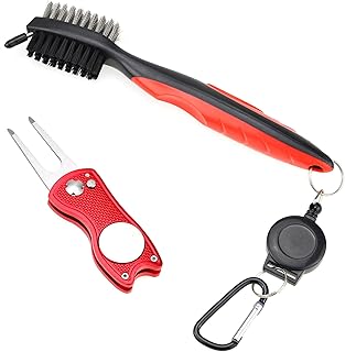 Mile High Life | Divot Tool Pieghevole in Metallo con Marcatore Magnetico | Spazzola Pulizia Mazze e Scarpe con Corda di Estensione (Vari Colori)