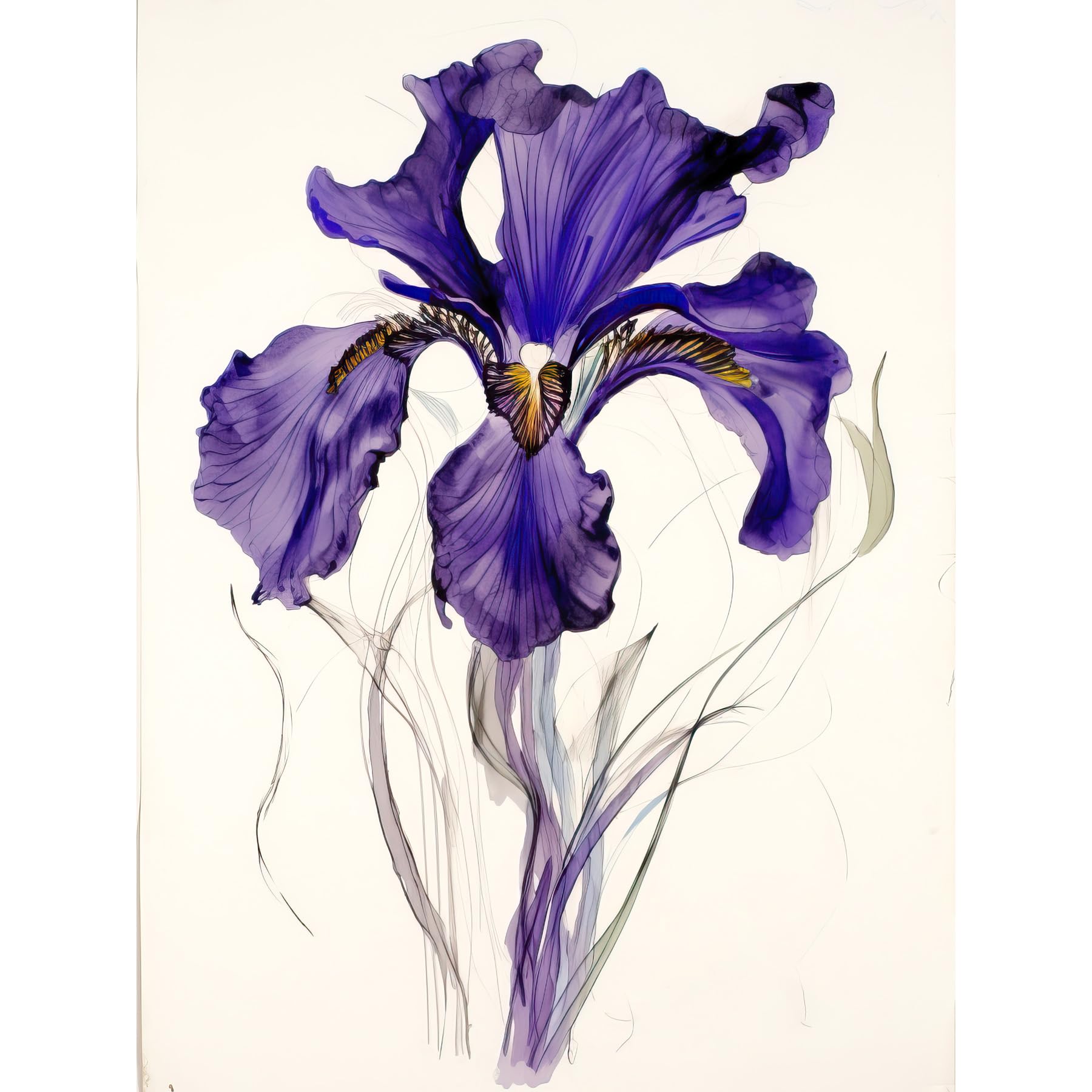 Artery8 Iris Reticulata Watercolour Flower Bloom Drawing Large Wall Art Poster Print Thick Paper 18X24 Inch