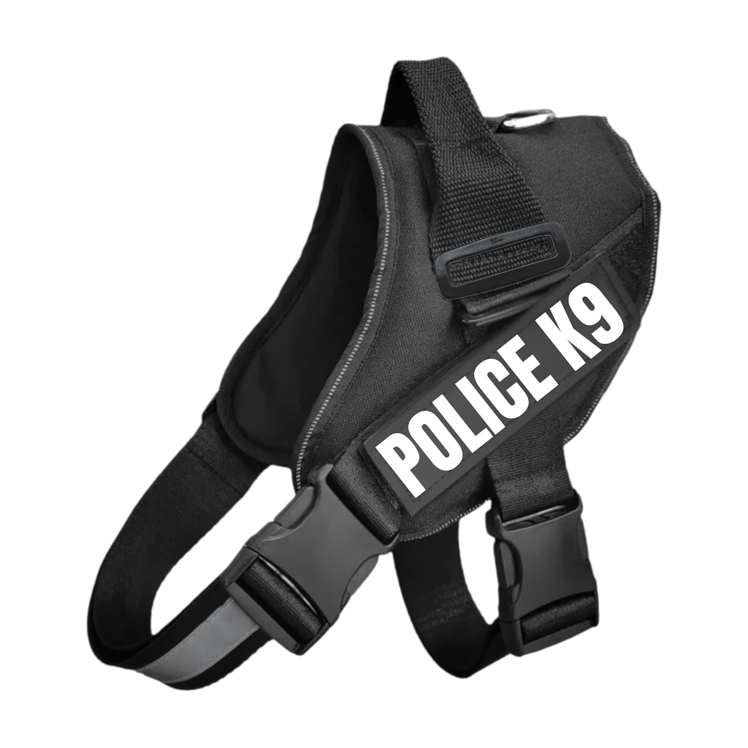 UK Pets Police K9 Service Dog Harness, Reflective in Night Nylon Chest Body Belt for Dogs. Black