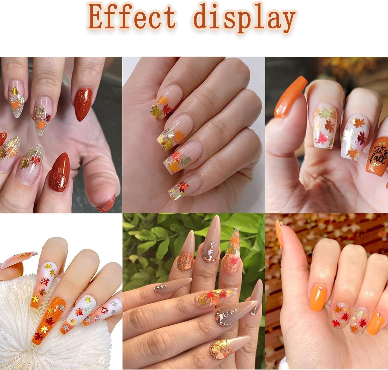 12 Grids Fall Nail Glitters 3D Gold Maple Leaf Nail Sequins with Glitter Gold Maple Leaves Sparkly Supplies Autumn Nail Stickers for Women Manicure Thanksgiving Decoration Makeup