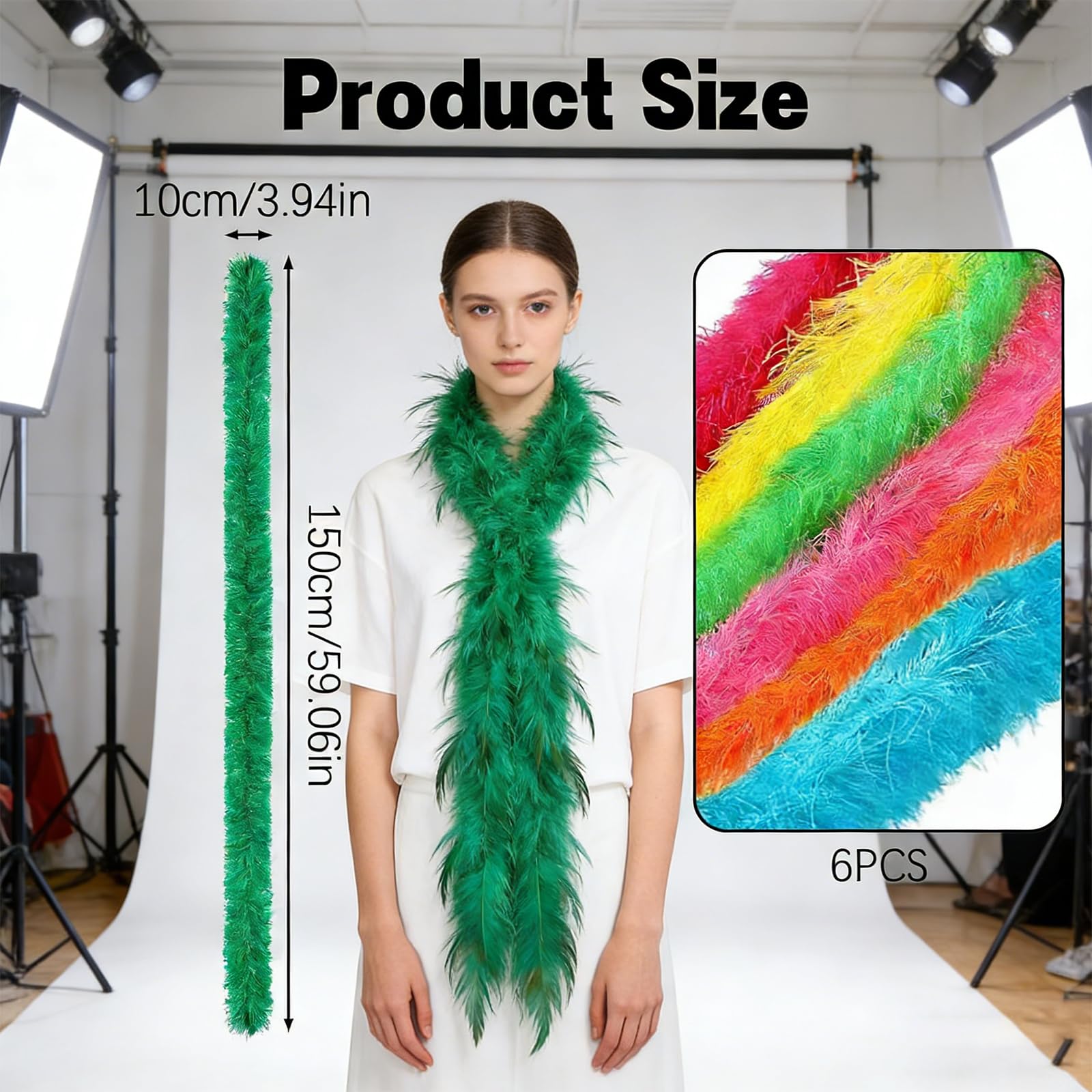 YgonziRuvc Pack of 6 Vibrant Feather Boas Multipack - Image 2