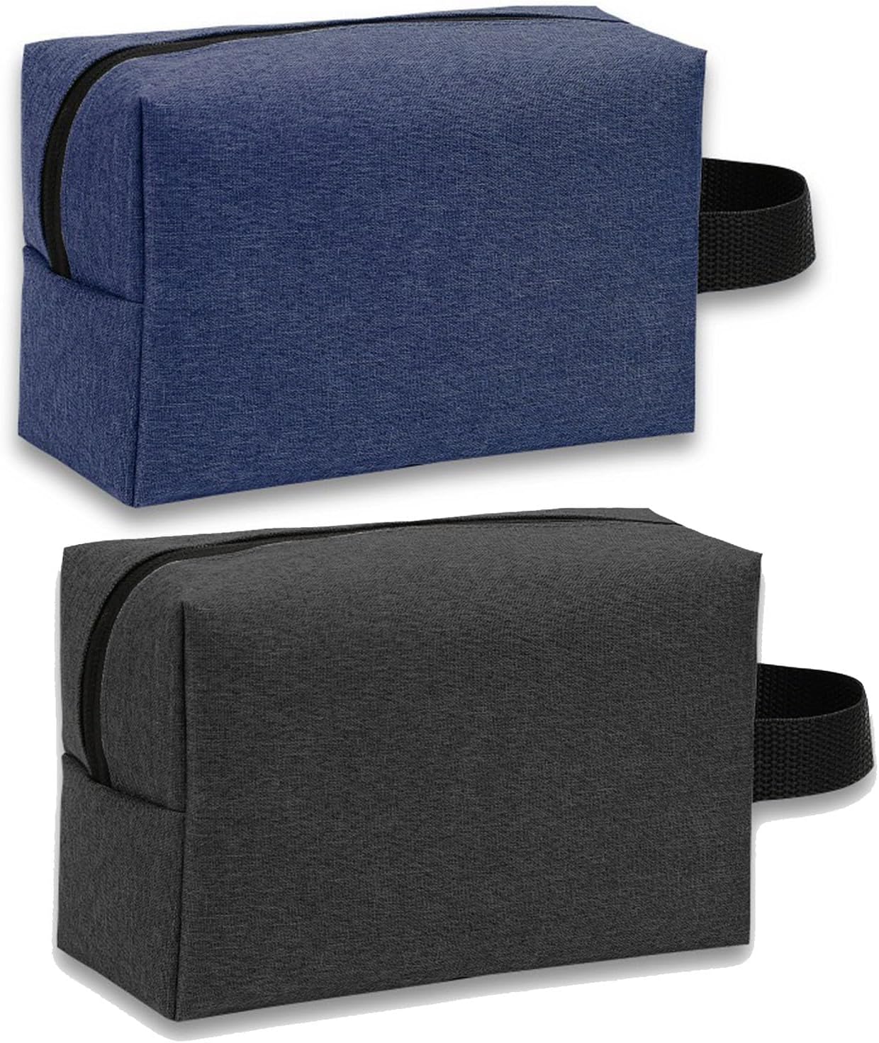 Veyarien 2 Pack Toilettassen voor Mannen, Draagbare Reizen Wassen Scheerzakken Gym Douche Badkamer Tas Scheren Dopp Kit Make-up Cosmetische Tas Organizer voor Toiletartikelen Accessoires, blauw+zwart