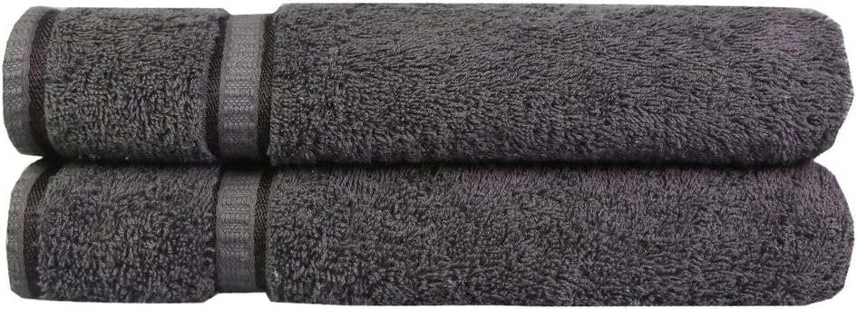 ISINOTEX 550 Gram Plush 100% Cotton 2-Piece Hand Towels 15.7"x23.6" Dark Grey