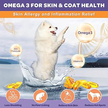 NATURE TARGET Probiotics for Dogs, with Prebiotics & Digestive Enzymes, Vitamins & Omega 3 for Allergy Itch Relief, Reduce Diarrhea, Gas, Stop Pawlicking, Hot Spots, Shedding