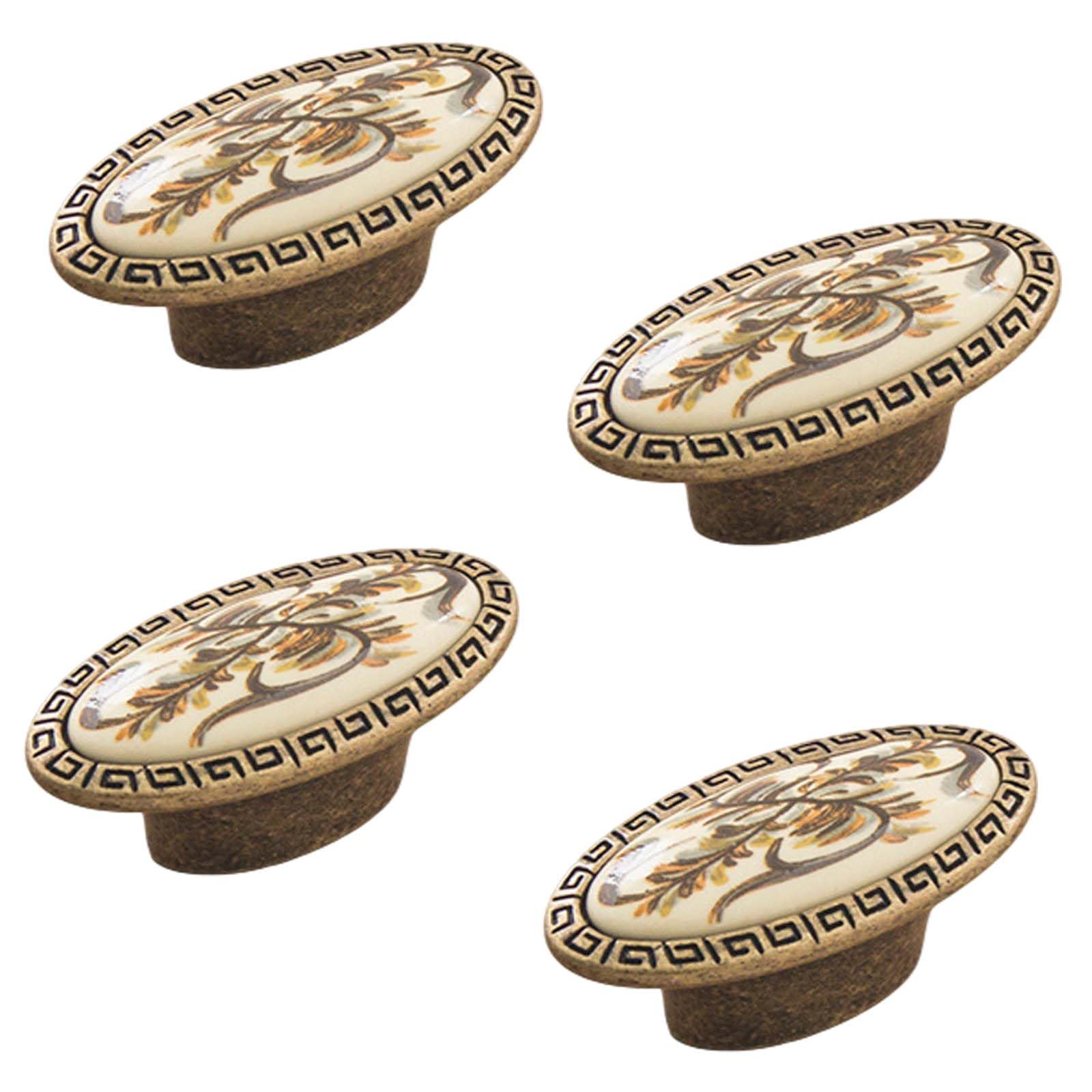 Mnghayyr Ellipse 16Mm Ceramic Cabinet Knobs, Decorative Drawer & Door Ha Drawer Knobs 4 Pack Antique Marble Zinc Alloy Cabinet Handles(Ellipse 16Mm)