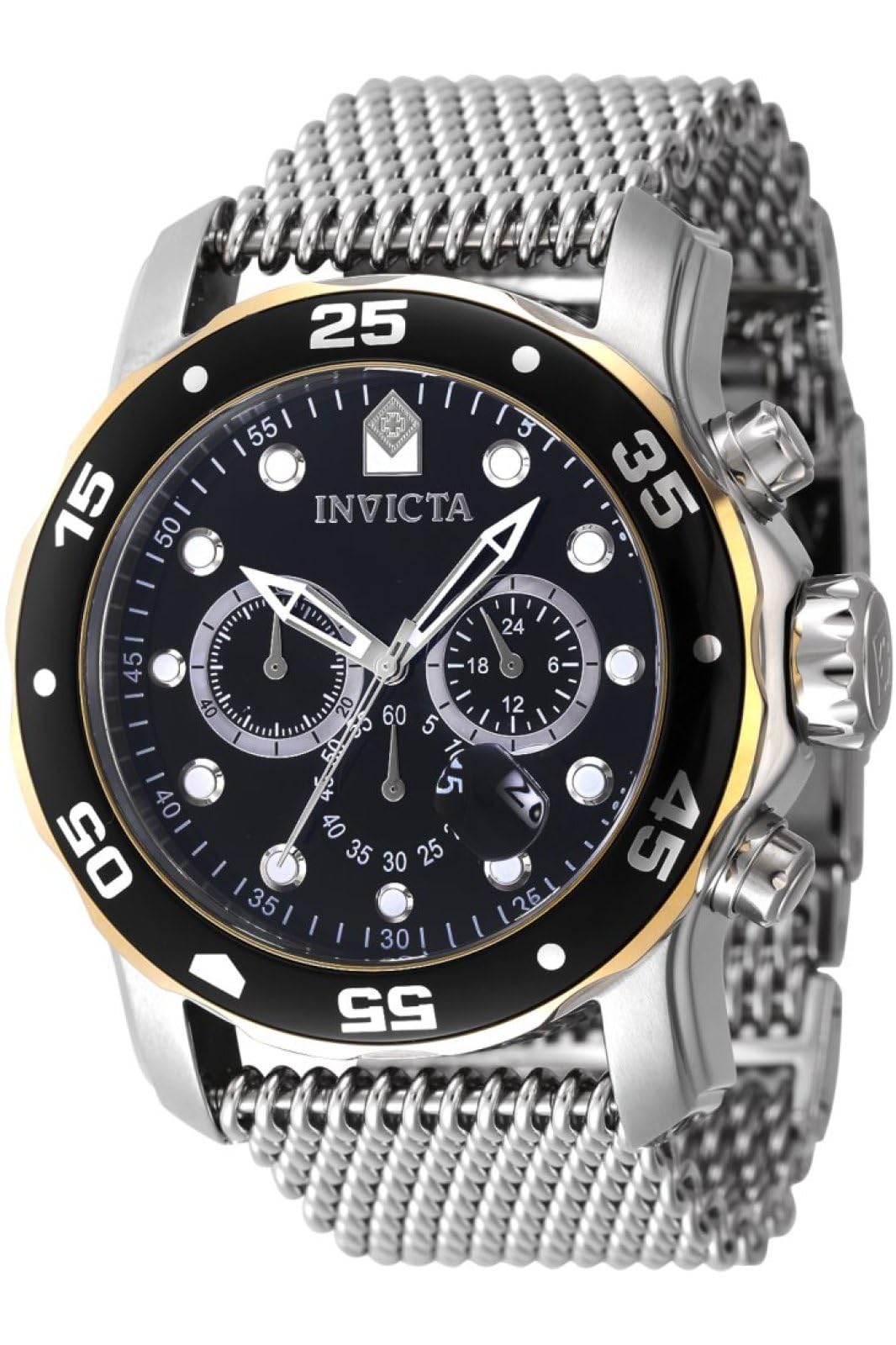 Invicta Pro Diver Men 48mm Stainless Steel Gold + Steel Black dial VD53 Quartz