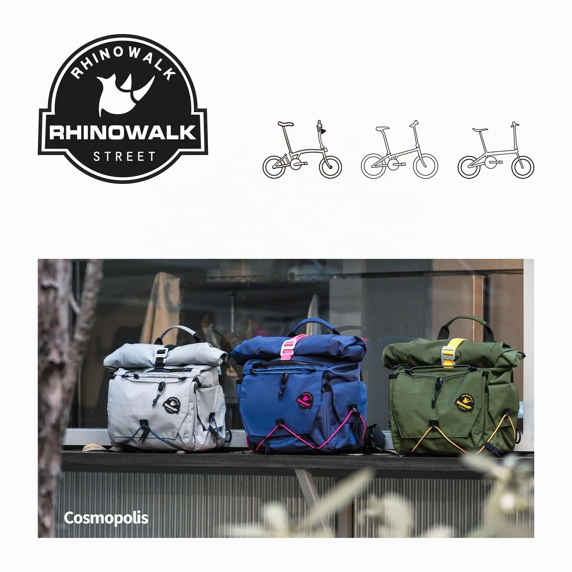 Rhinowalk Sacoche de Guidon de vélo à libération Rapide - pour vélo Pliant Brompton - avec bandoulière