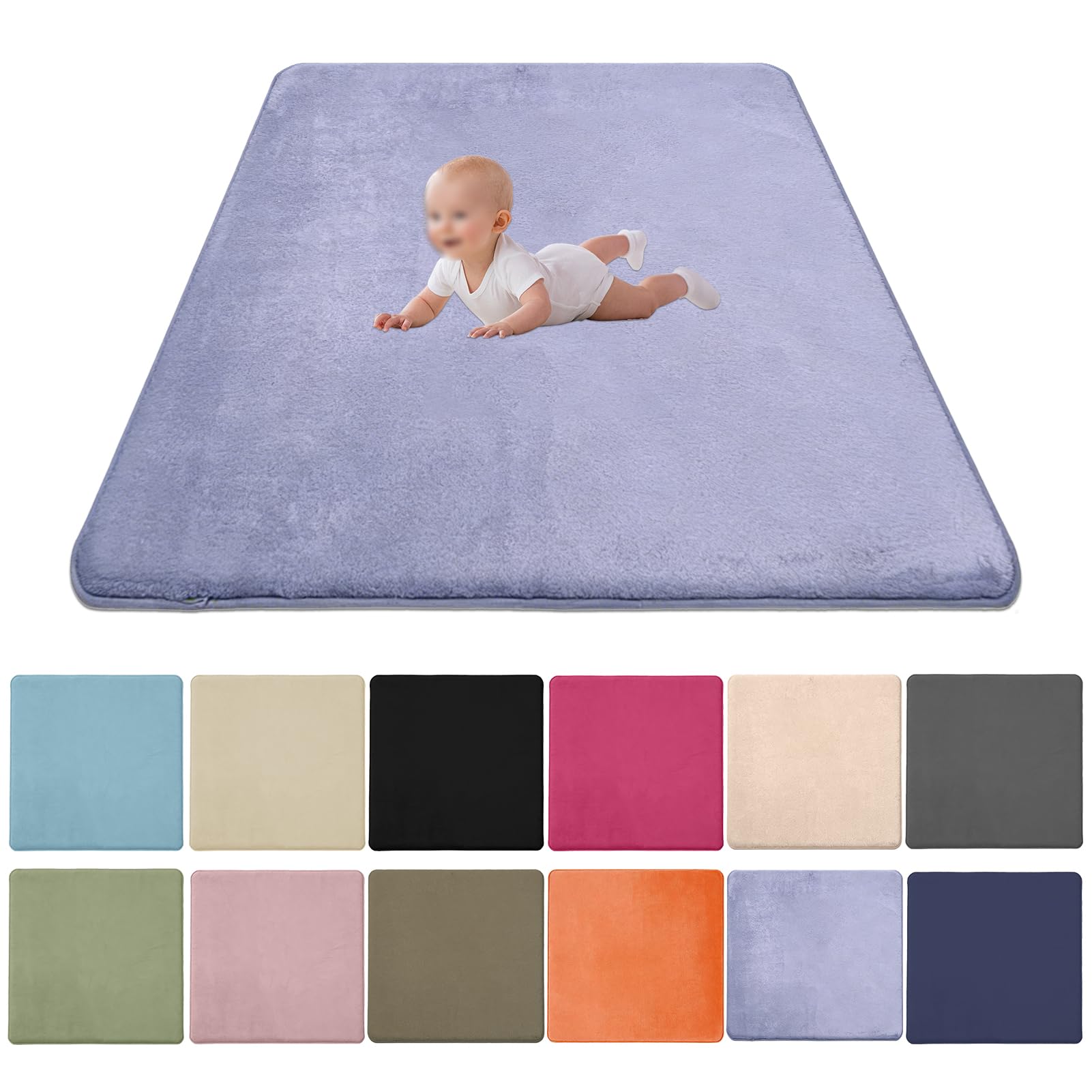 2CM Thick Coral Velvet Baby Play Mat, Baby Crawling Mat Nursery Rug for Crawling & Playing for Bedroom Kids Room, Nursery Babies Mats for Floor Play with Non-slip Backing 50x80cm/19.69x31.5inch — image 1